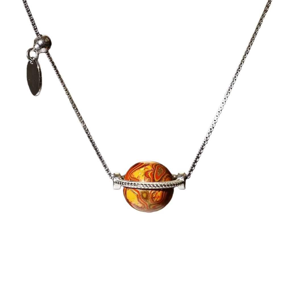 LacLume Universe Planet 925 Silver Lacquer Clavicle Chain