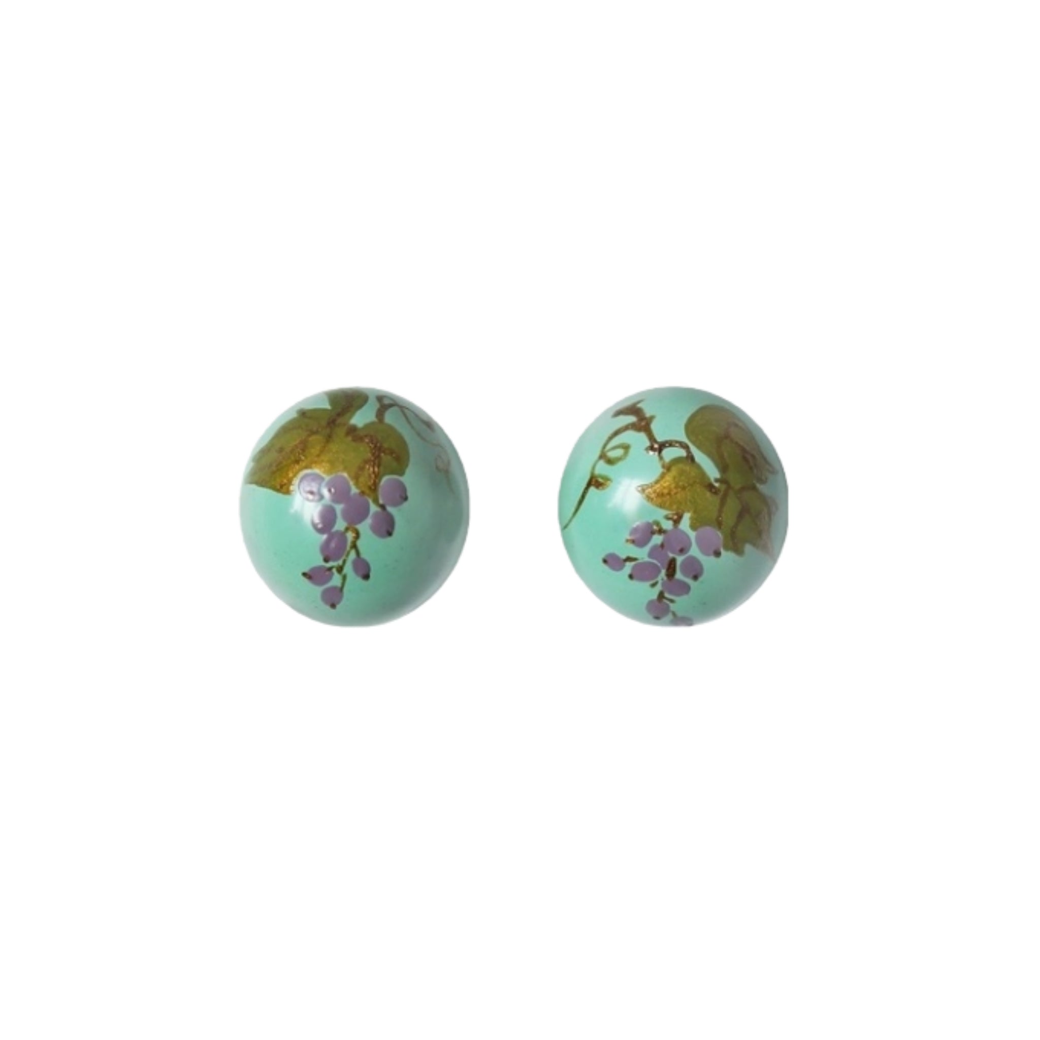 LacLume Vineyard Design Hand-Painted Earrings Fresh Lacquer Style for Daily Looks