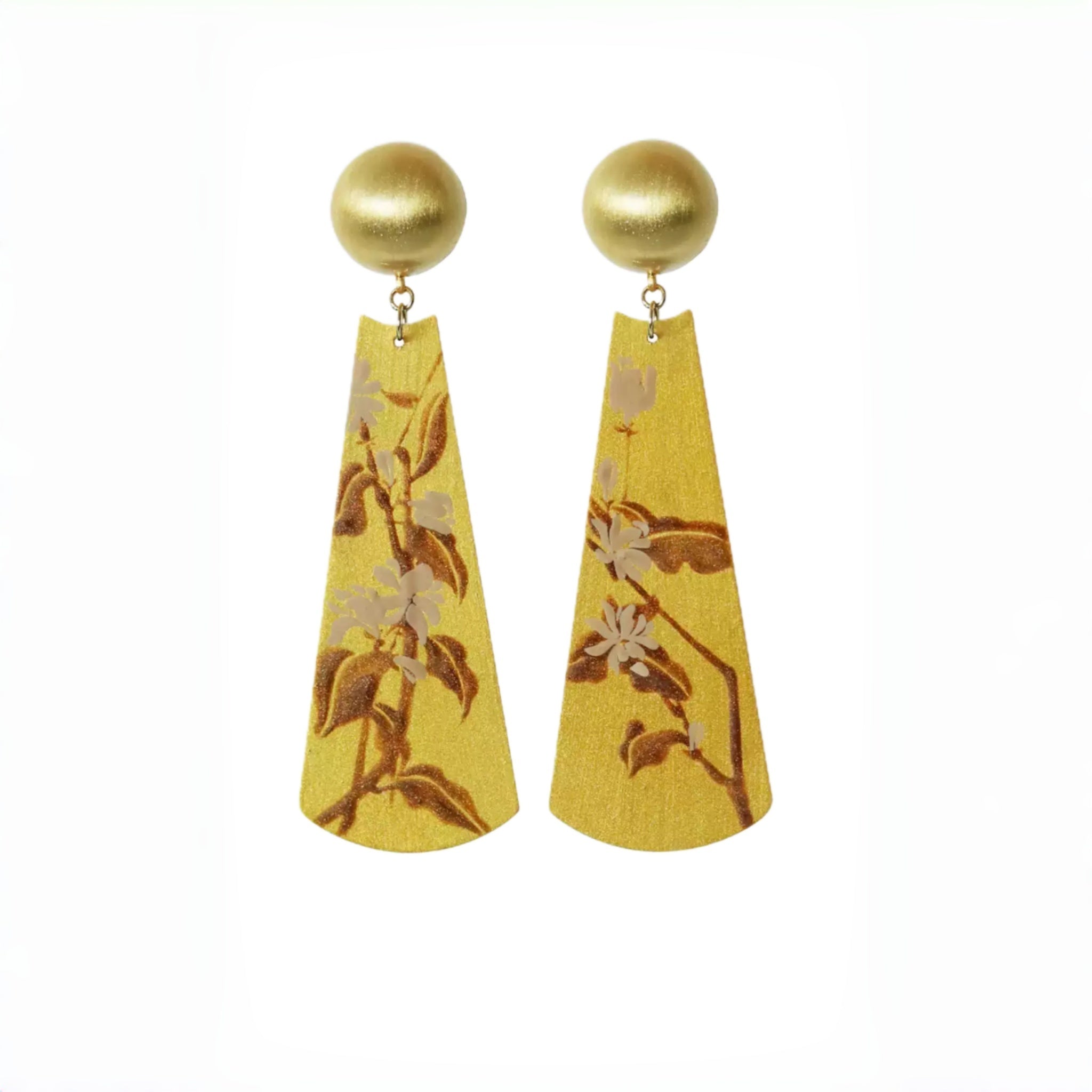 LacLume Earrings Summer Jasmine Plant Pattern Jewelry Handmade Lacquer Jewelry