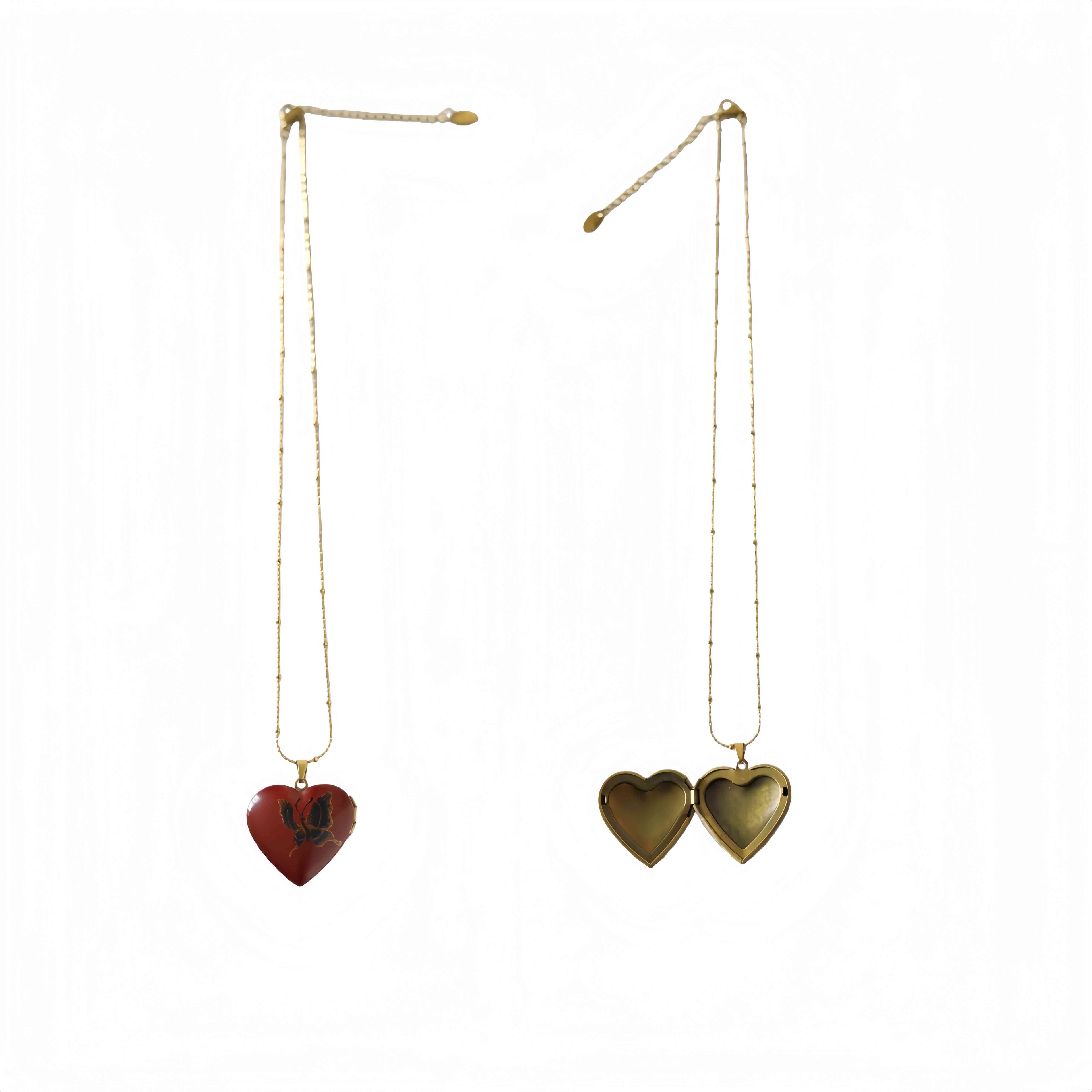 LacLume Original Butterfly's Love Lacquer Necklace Handpainted Butterfly Vintage Clavicle Chain