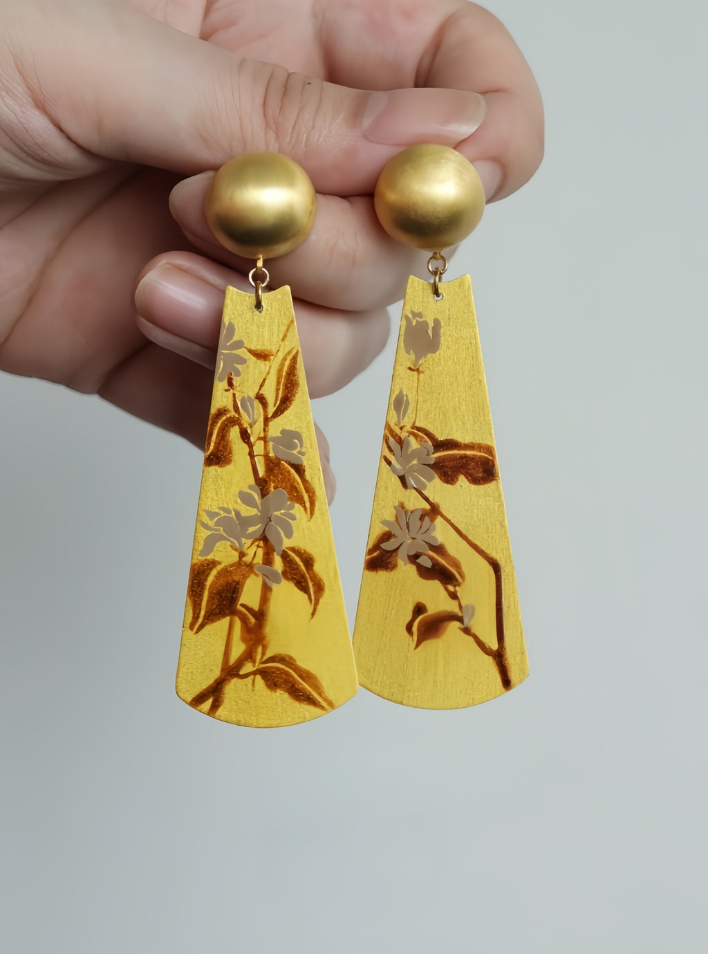 LacLume Earrings Summer Jasmine handmade lacquer jewelry