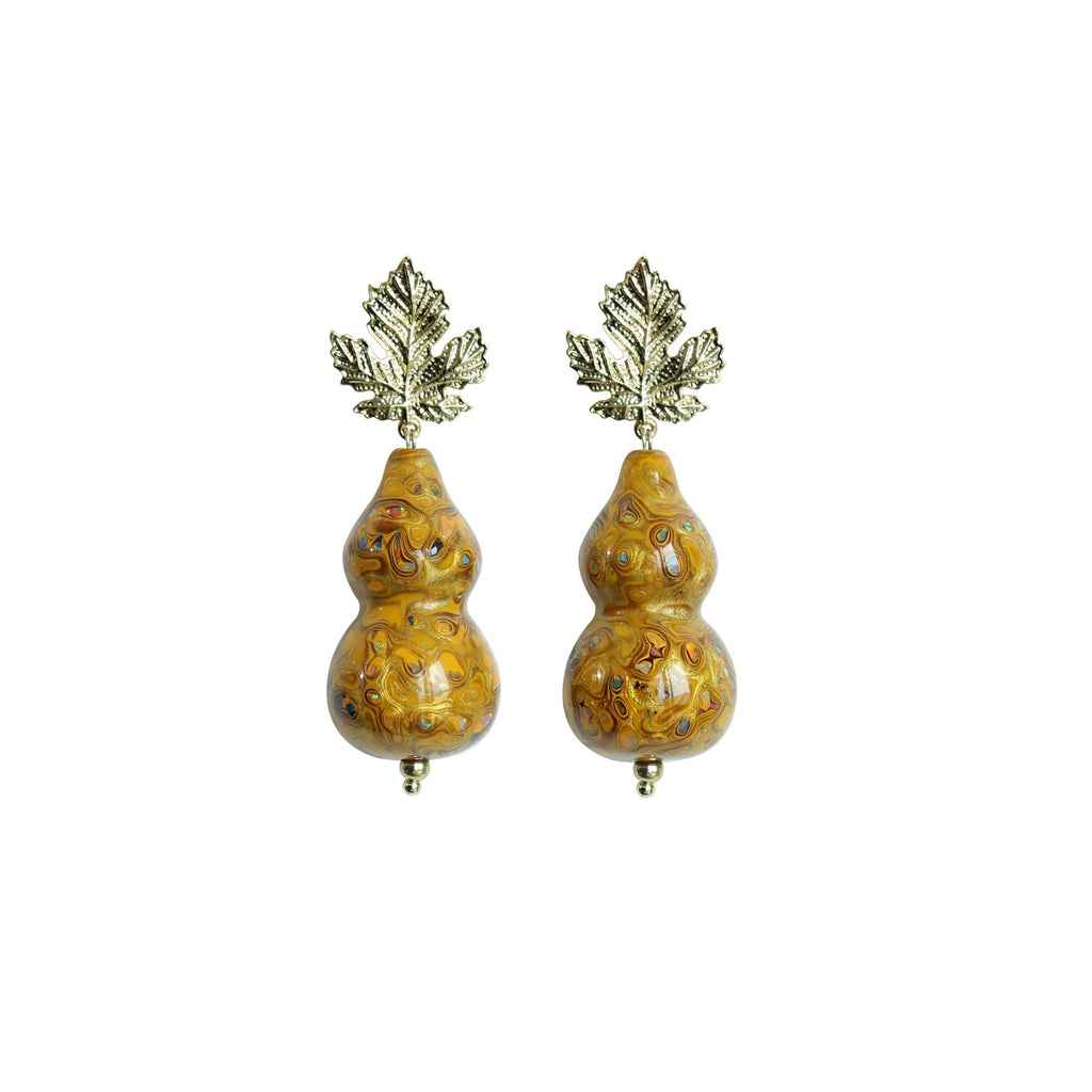 LacLume Original Lacquer Earrings, Variegated Coating Technique Gourd