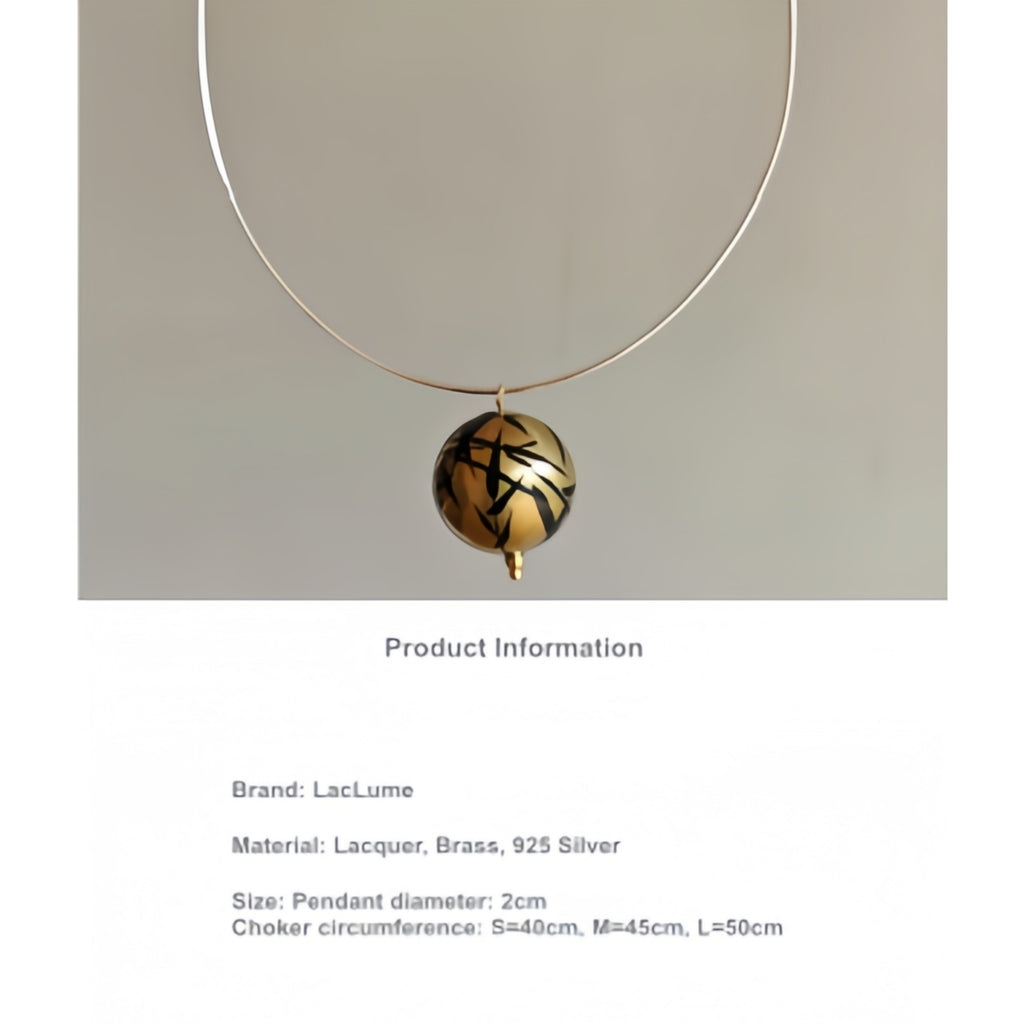 LacLume Brass Lacquer Necklace Handpainted Lacquer Jewerly