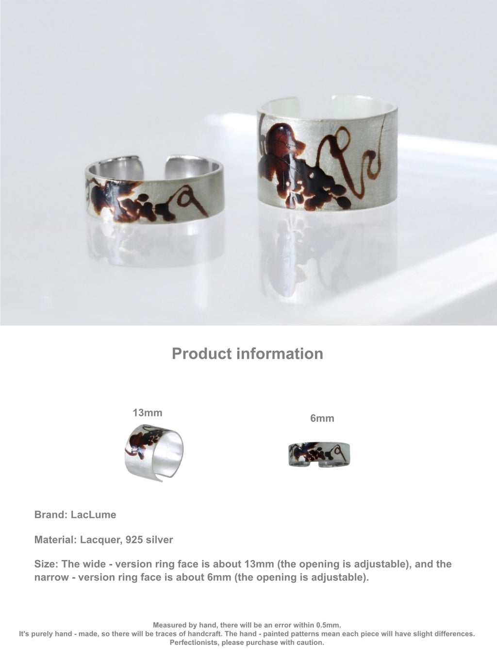 LacLume Original Vineyard Lacquer Hand-Painted Grape New Style Interesting Ring, Handmade Lacquer Silverware