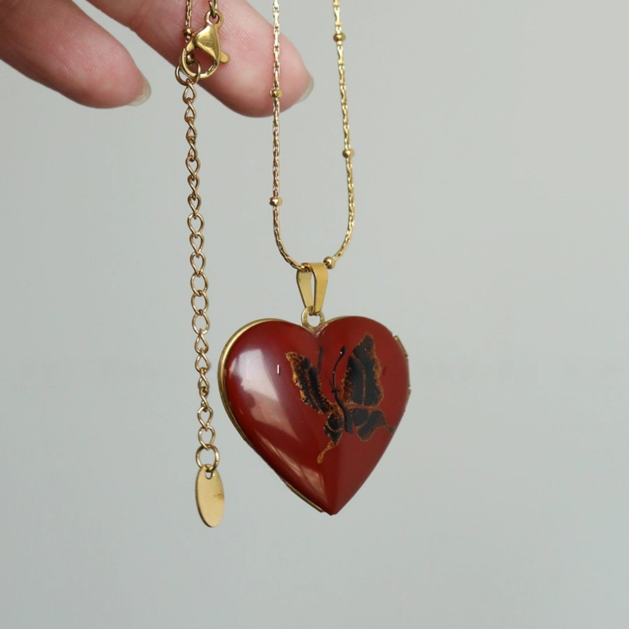 LacLume Original Butterfly's Love Lacquer Necklace Handpainted Butterfly Vintage Clavicle Chain