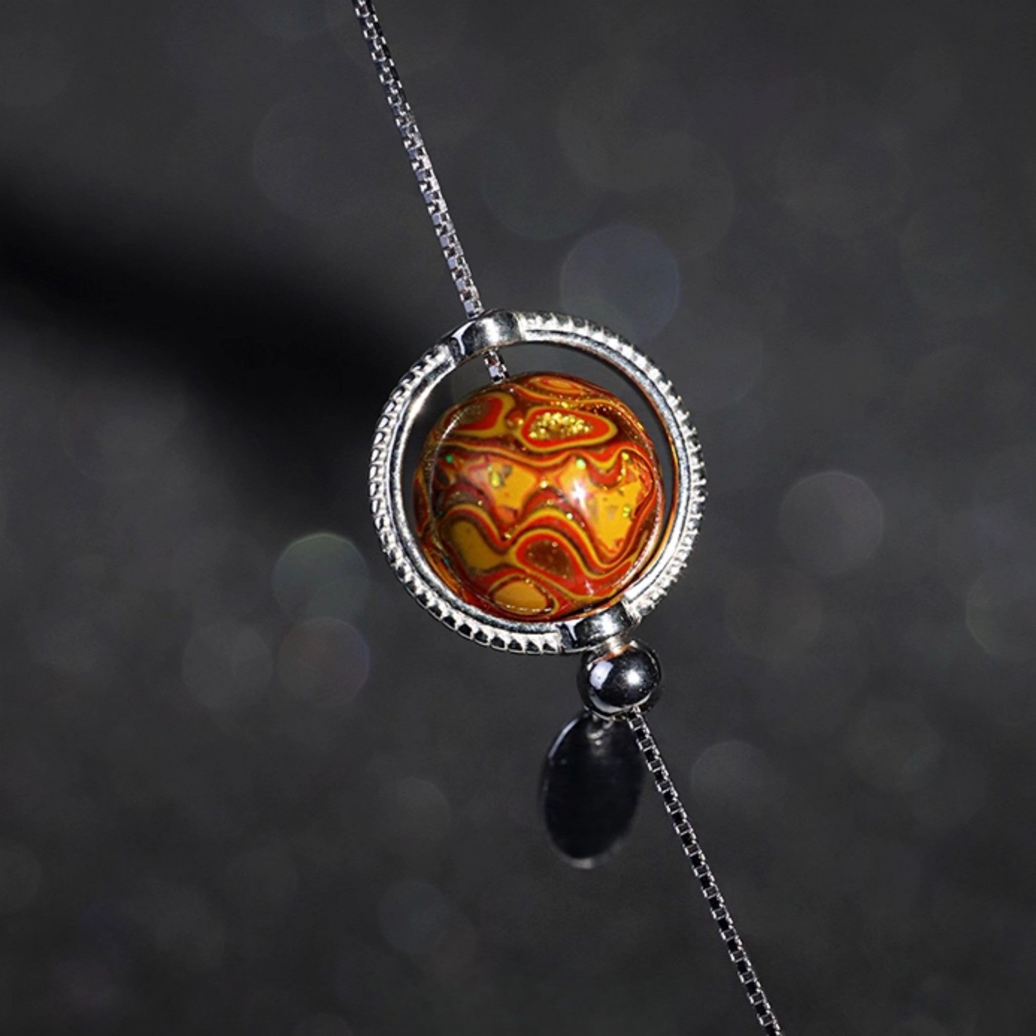 LacLume Universe Planet 925 Silver Lacquer Clavicle Chain