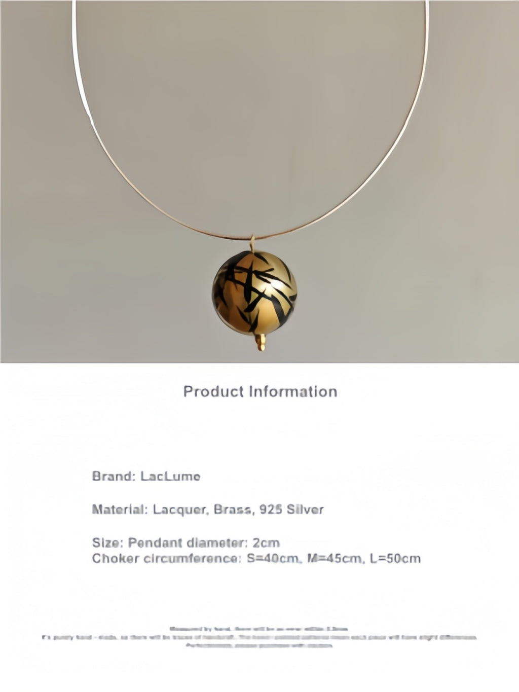 “Old Color” Brass Handpainted Lacquer Ink Bamboo Style Collar Handmade Lacquerware jewelry