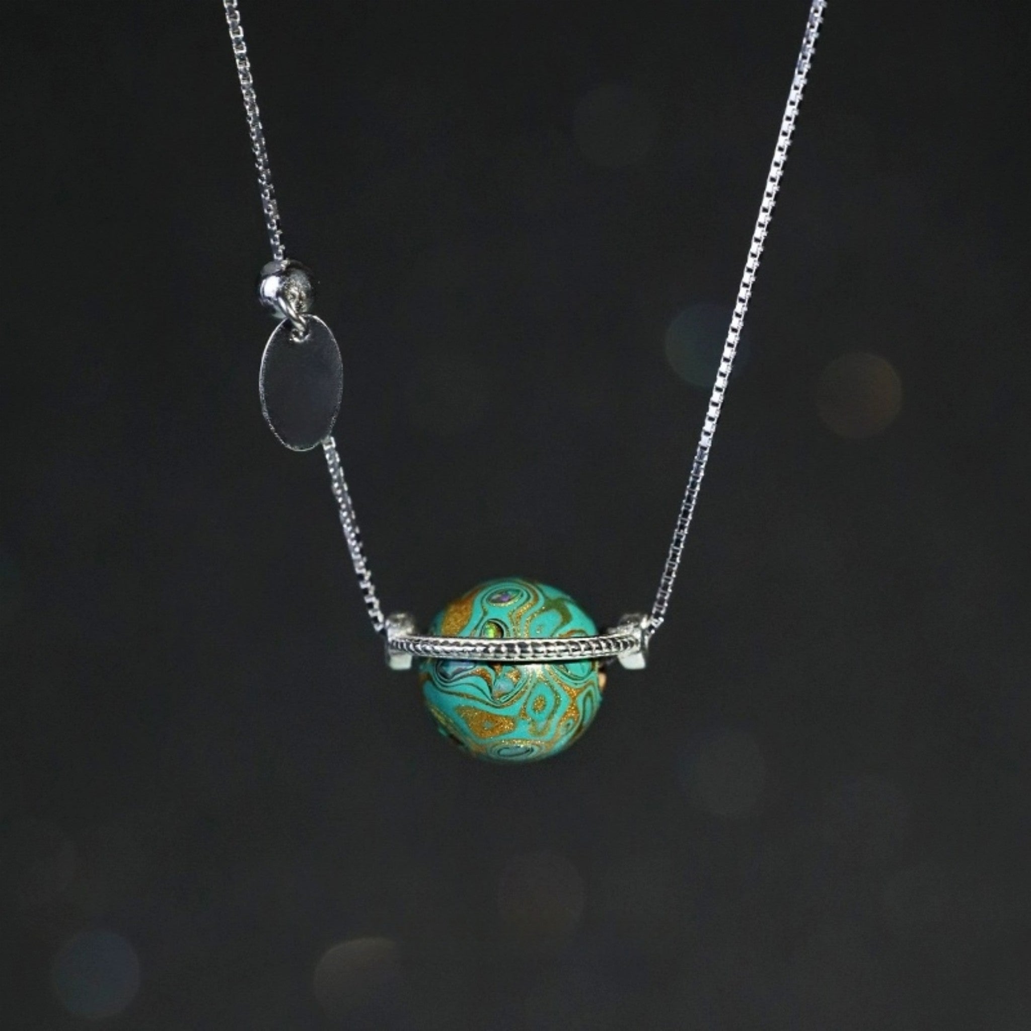 LacLume Universe Planet 925 Silver Lacquer Clavicle Chain