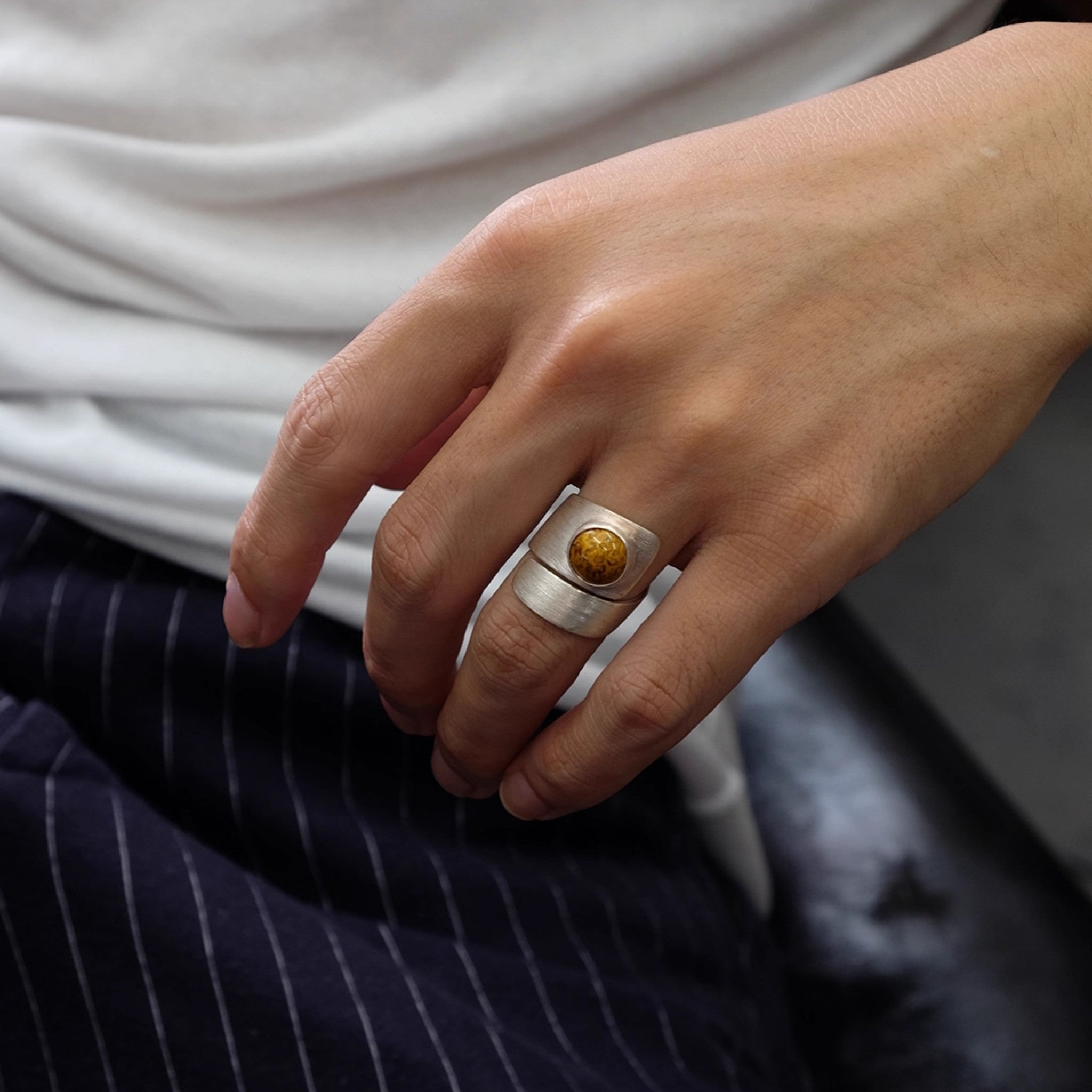 LacLume Handmade Saturn Lacquer Ring Cosmic-Inspired Elegance