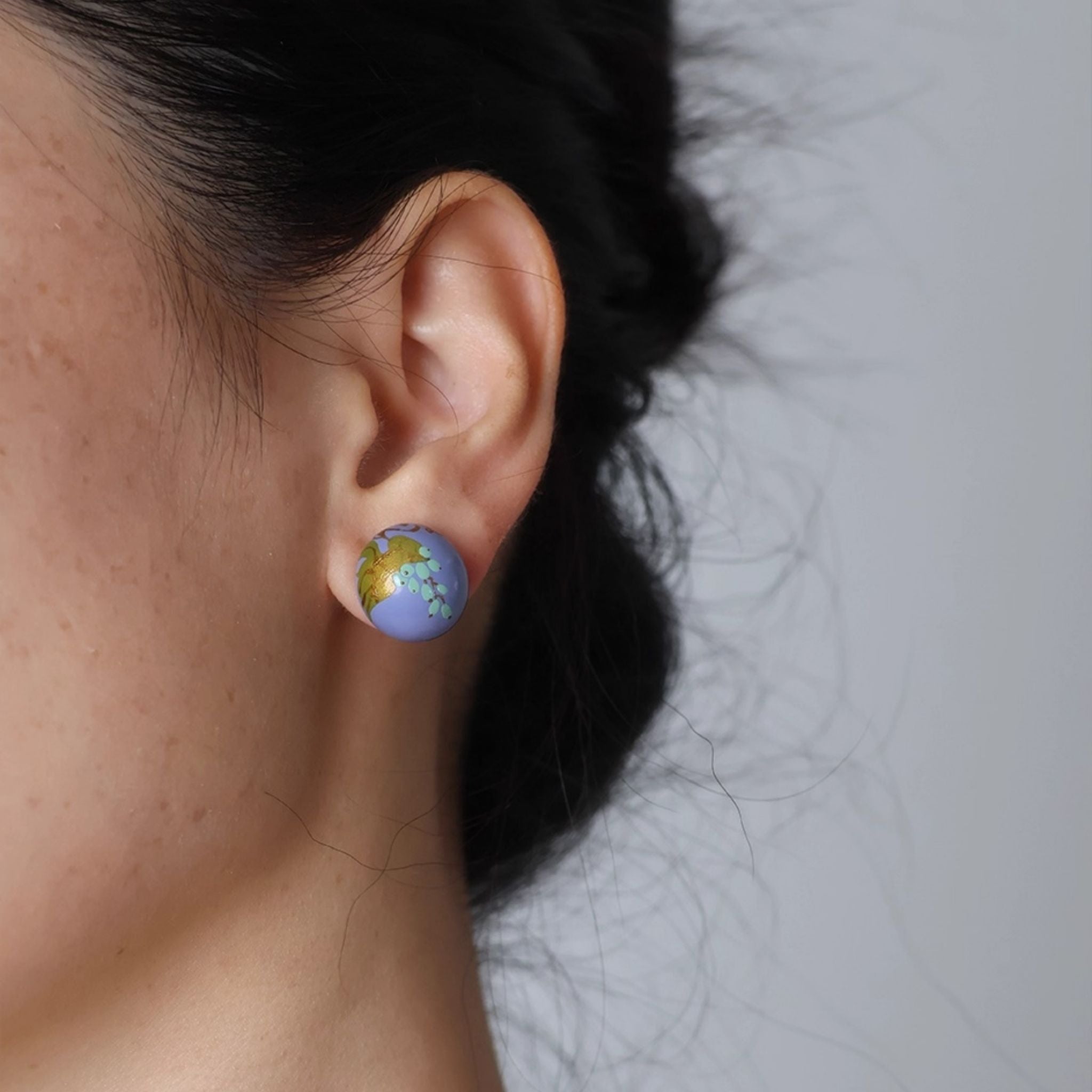 LacLume Vineyard Design Hand-Painted Earrings Fresh Lacquer Style for Daily Looks