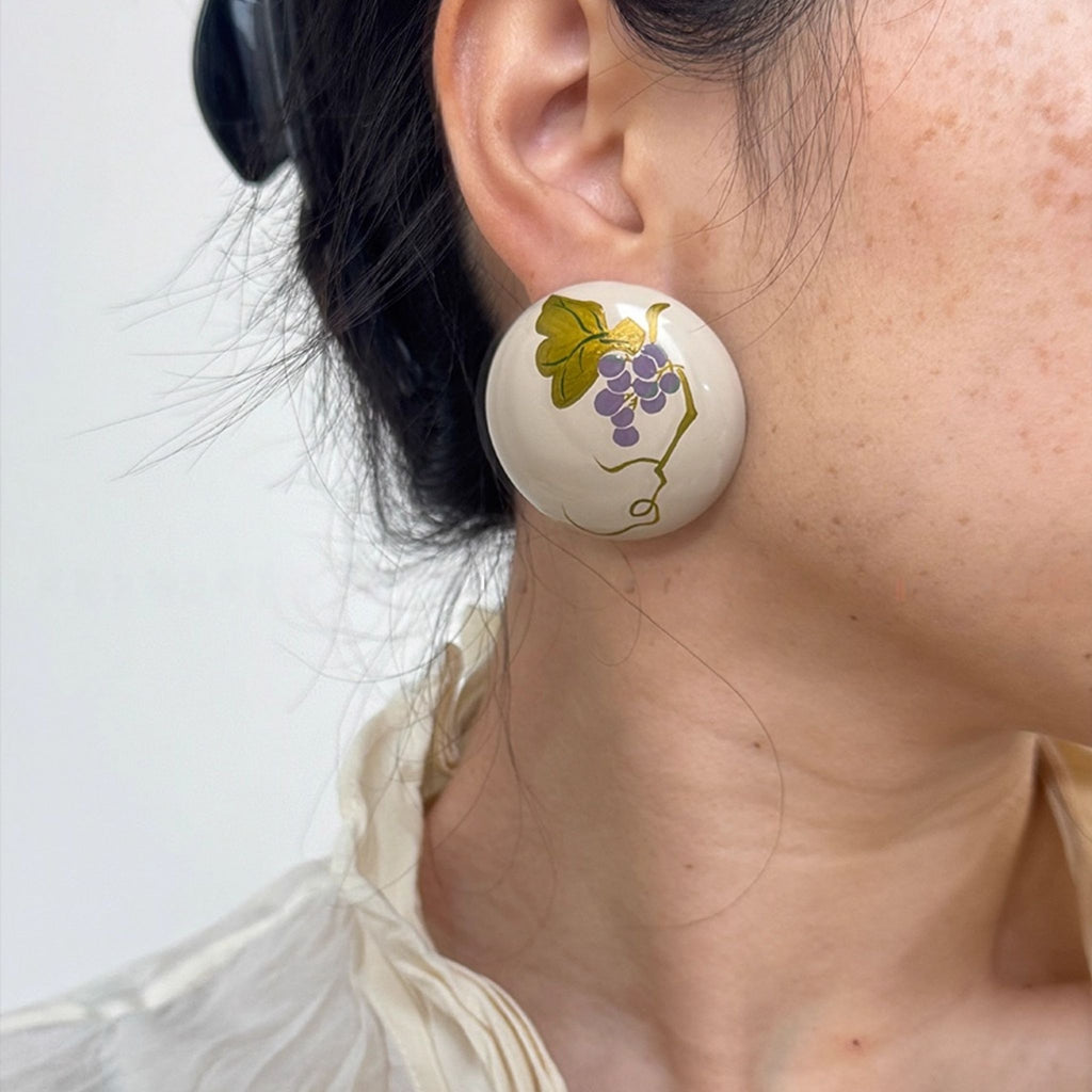 LacLume Original Lacquer Hand-Painted Grape Earrings