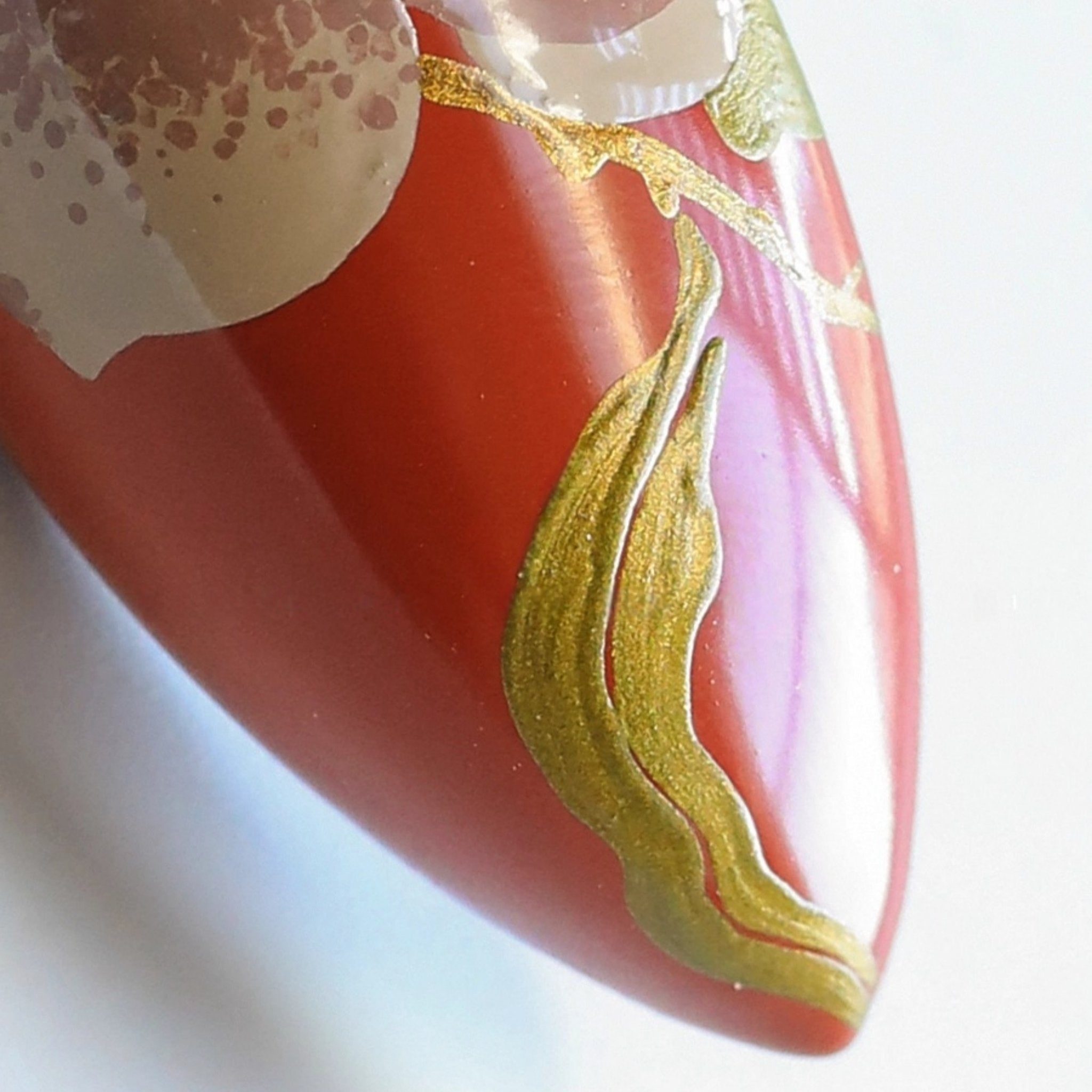 LacLume Soft Gentle Autumn Peach Lacquer Earrings Handmade Fall Aesthetic