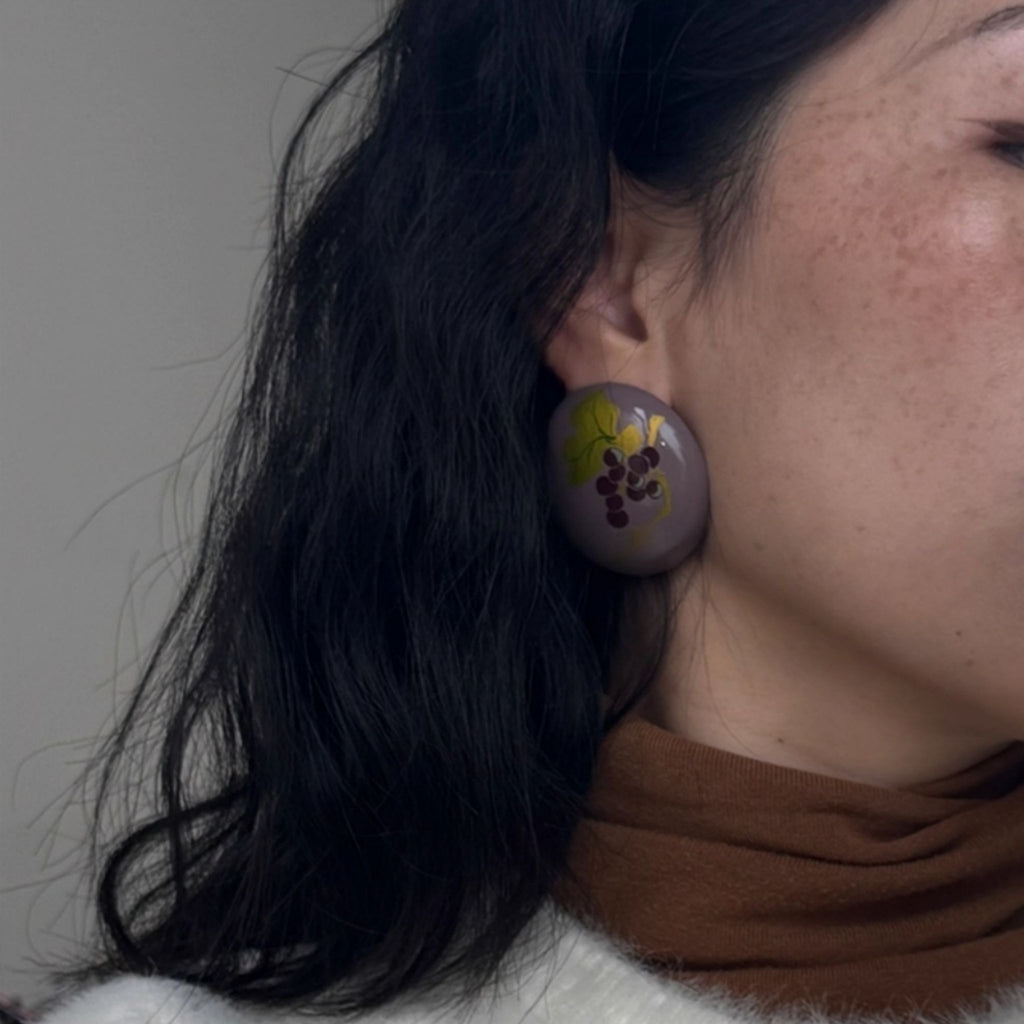 LacLume Original Lacquer Hand-Painted Grape Earrings