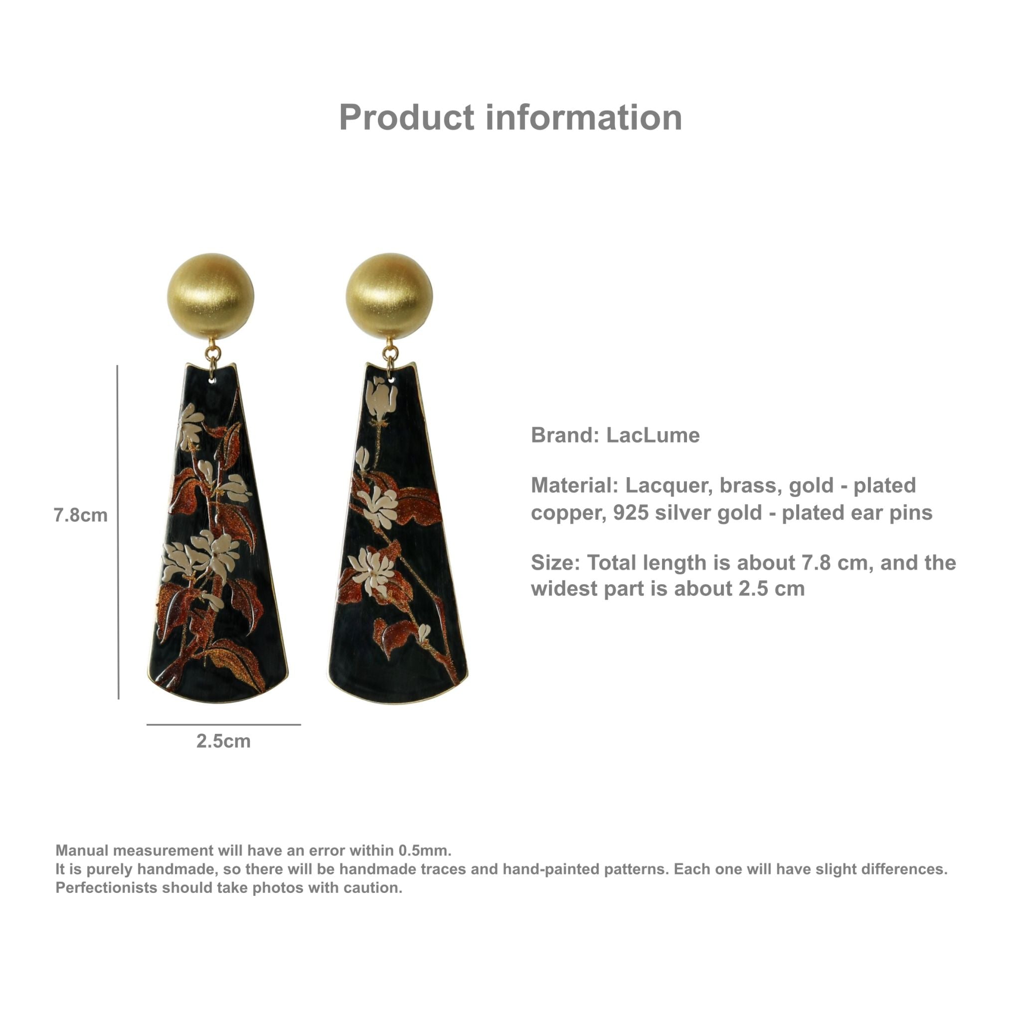 LacLume Earrings Summer Jasmine Plant Pattern Jewelry Handmade Lacquer Jewelry