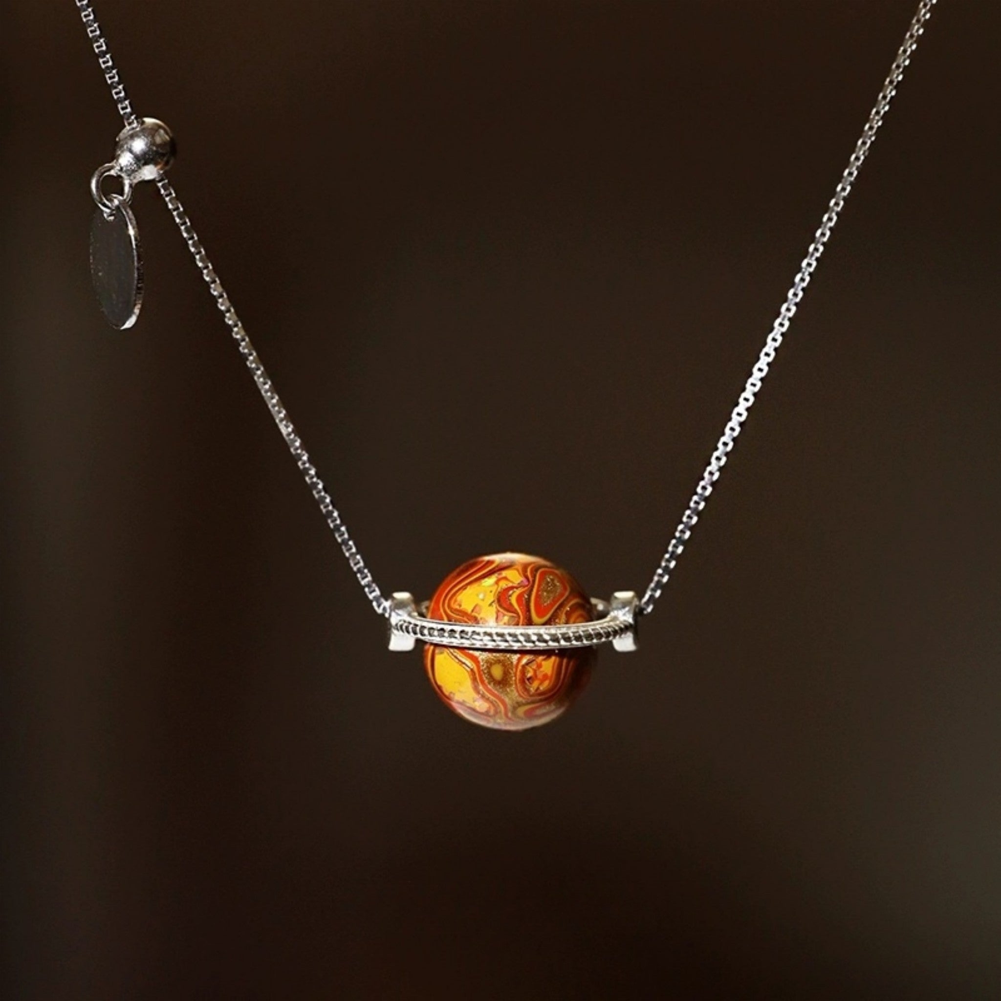 LacLume Universe Planet 925 Silver Lacquer Clavicle Chain