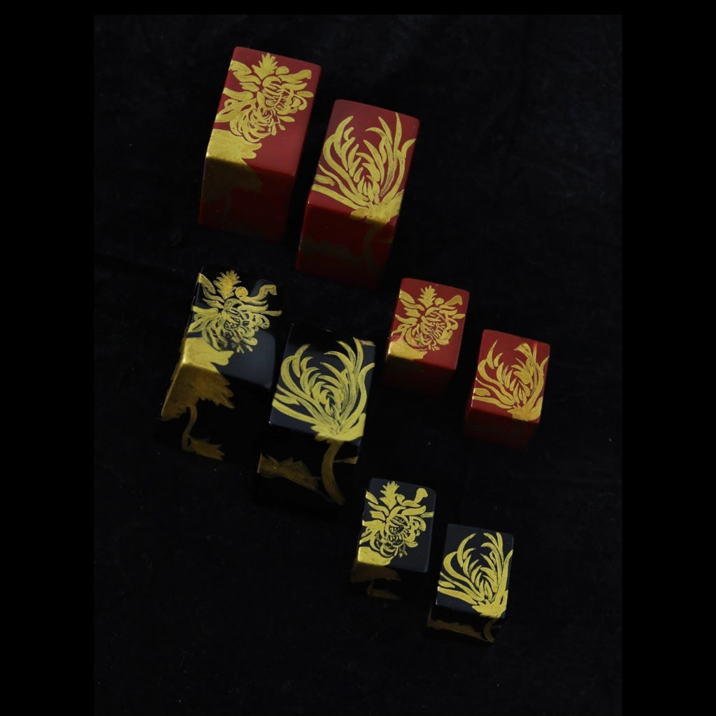 LacLume Handmade 3D Stereo Earrings HandPainted Gold Chrysanthemum Lacquer Style