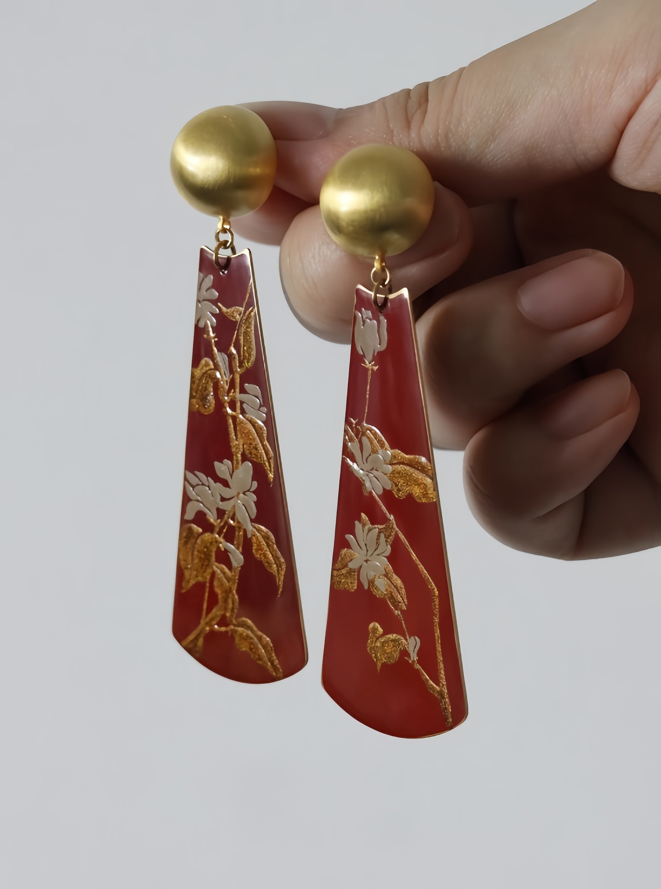 LacLume Earrings Summer Jasmine handmade lacquer jewelry