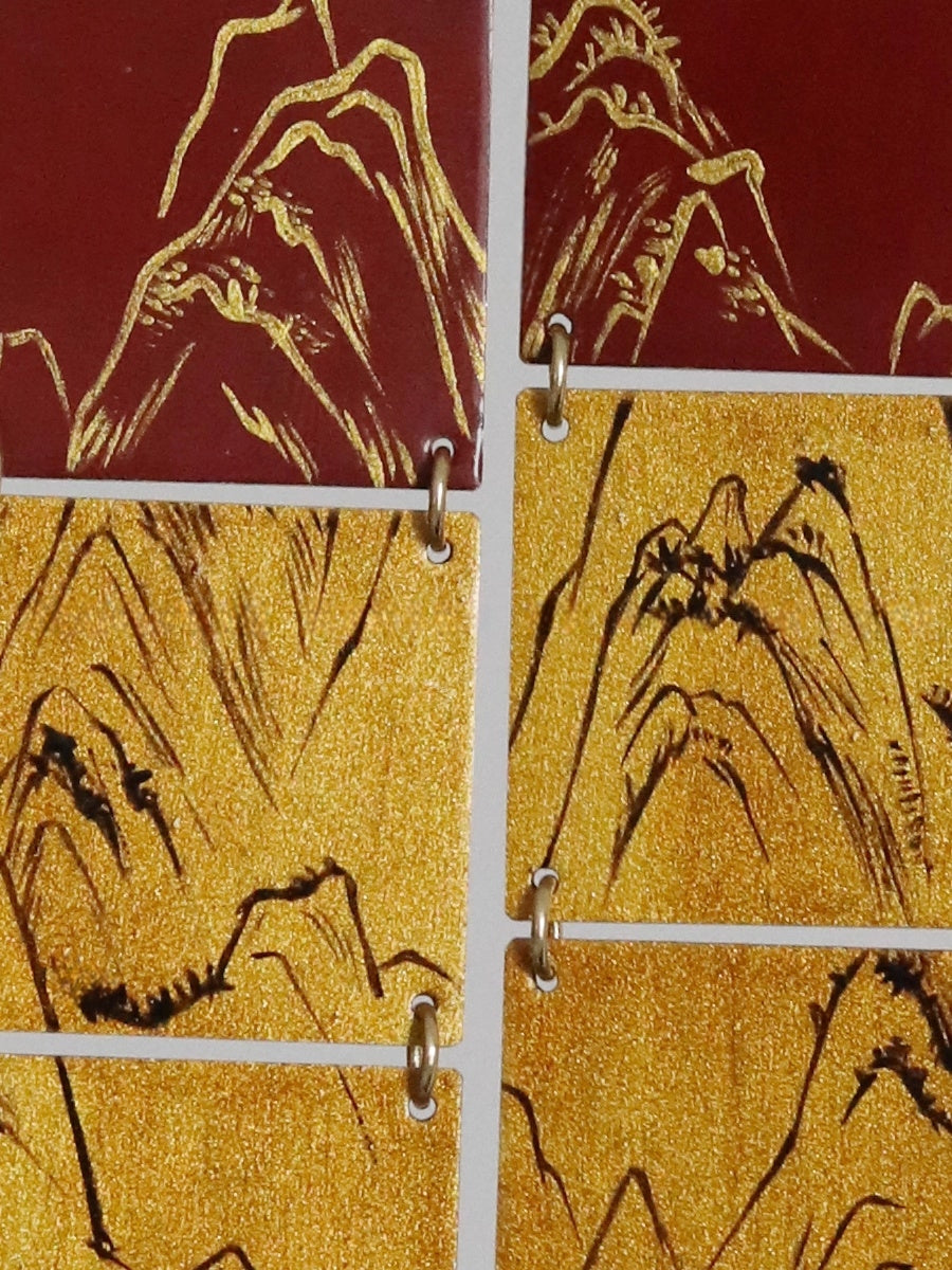 LacLume Original Lacquer Craft Hand-Painted Mountain Peaks New Style Large Earrings Hand-Made Copper Tire Lacquerware
