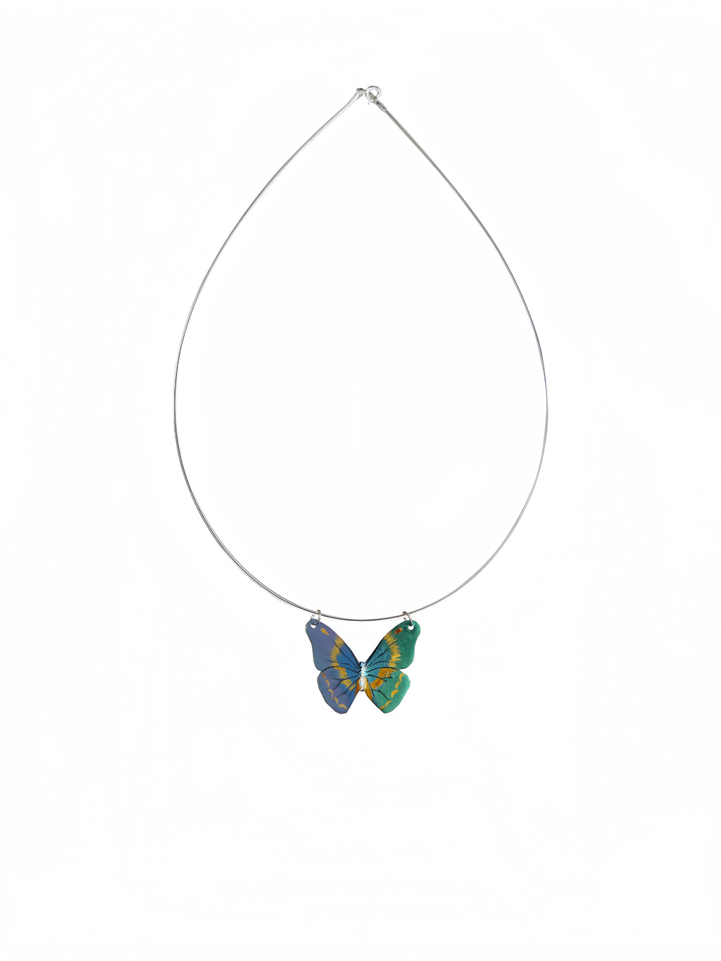 Lacquer Craft Handpainted Butterfly Polarized Necklace - Handmade Copper Lacquer Jewelry