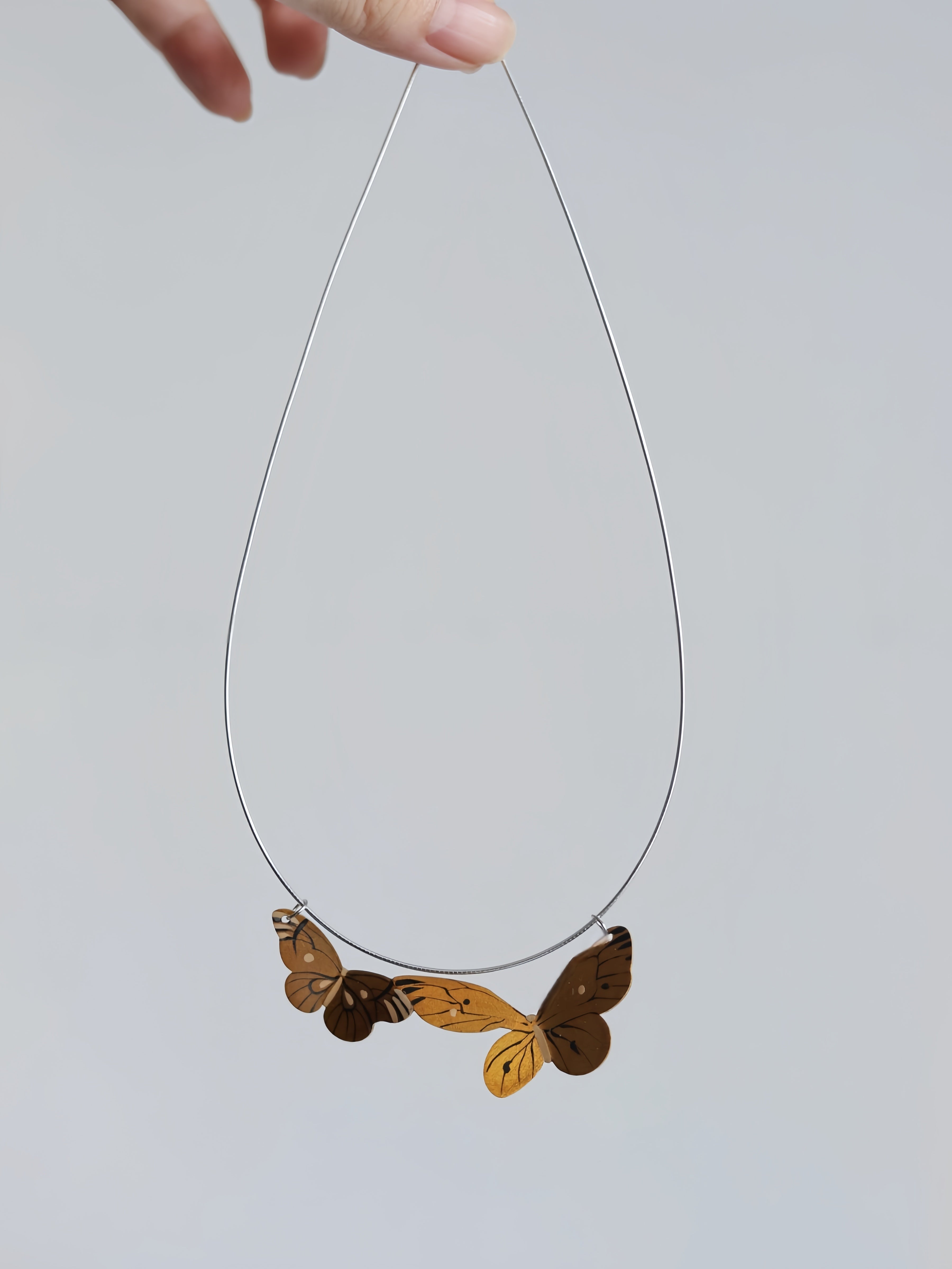 Original Lacquer And Gold-Painted Hand-Painted Butterfly Collar Handmade Copper Tire Lacquerware