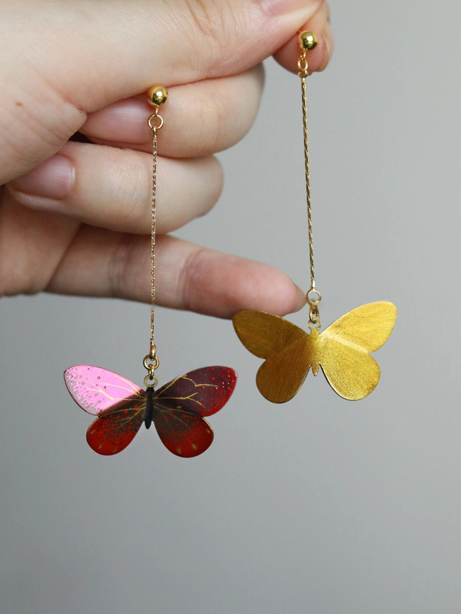 LacLume Fire Butterfly handmade lacquer jewelry