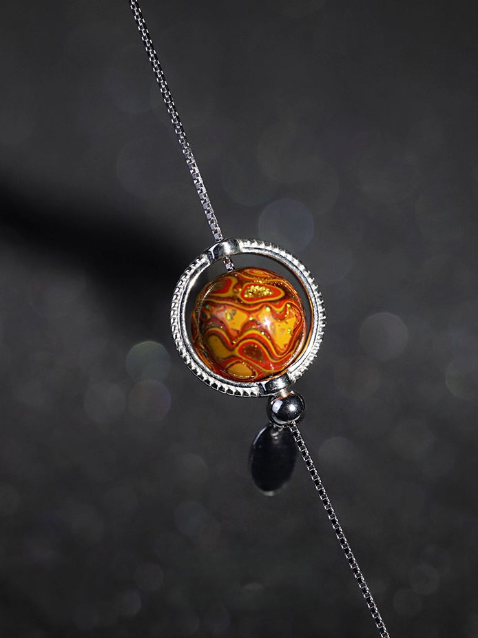 LacLume "Universe" Planet 925 Silver & Lacquer Clavicle Chain