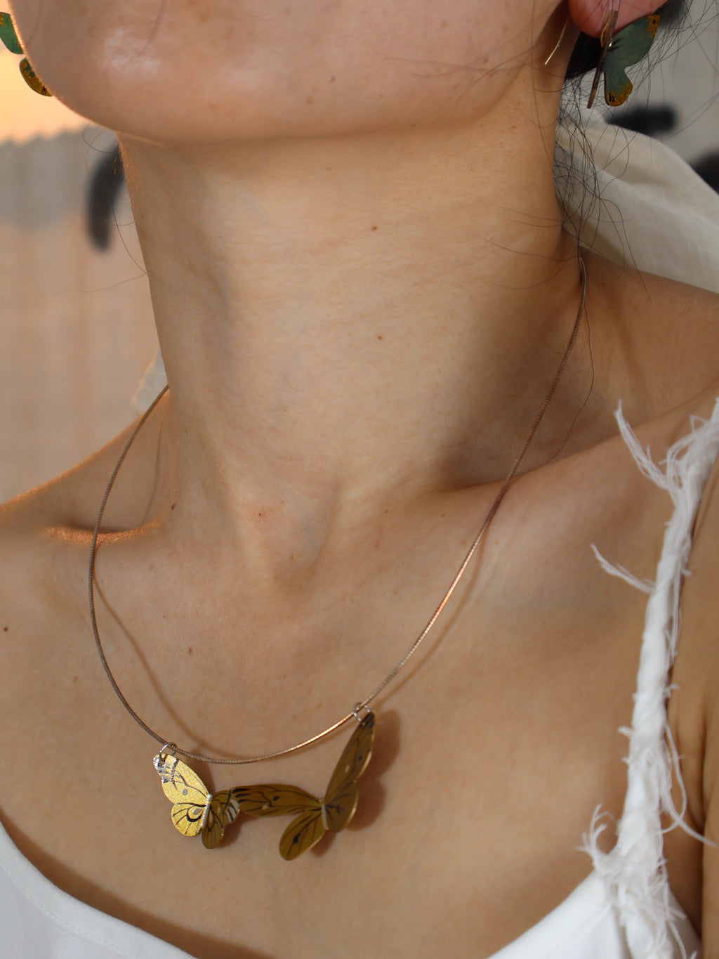 Original Lacquer And Gold-Painted Hand-Painted Butterfly Collar Handmade Copper Tire Lacquerware