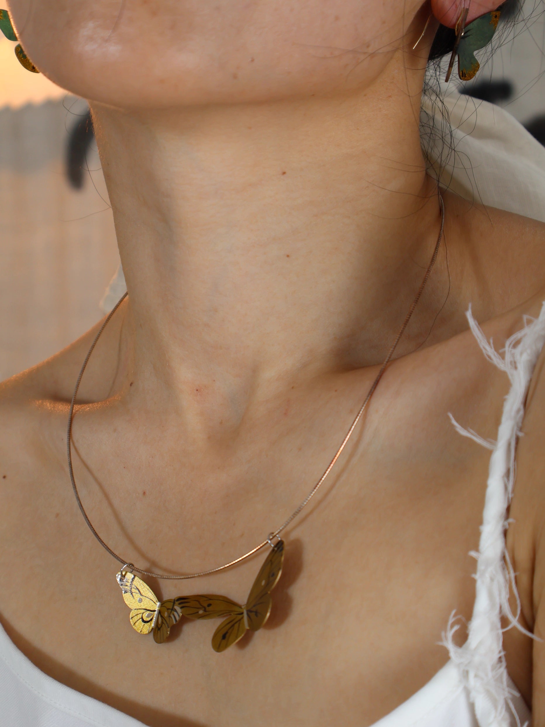 Original Lacquer And Gold-Painted Hand-Painted Butterfly Collar Handmade Copper Tire Lacquerware