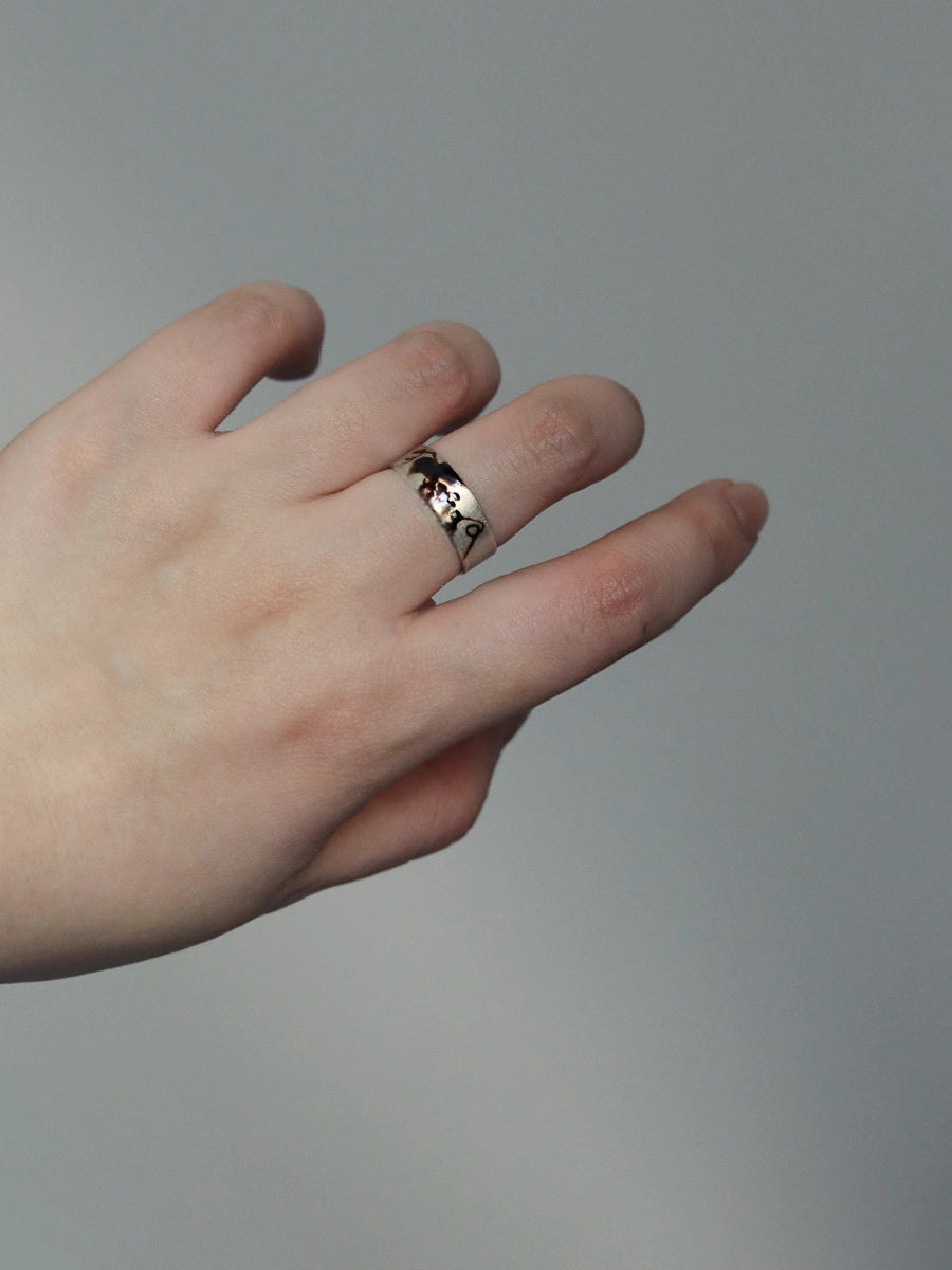 LacLume Original Vineyard Lacquer Hand-Painted Grape New Style Interesting Ring, Handmade Lacquer Silverware