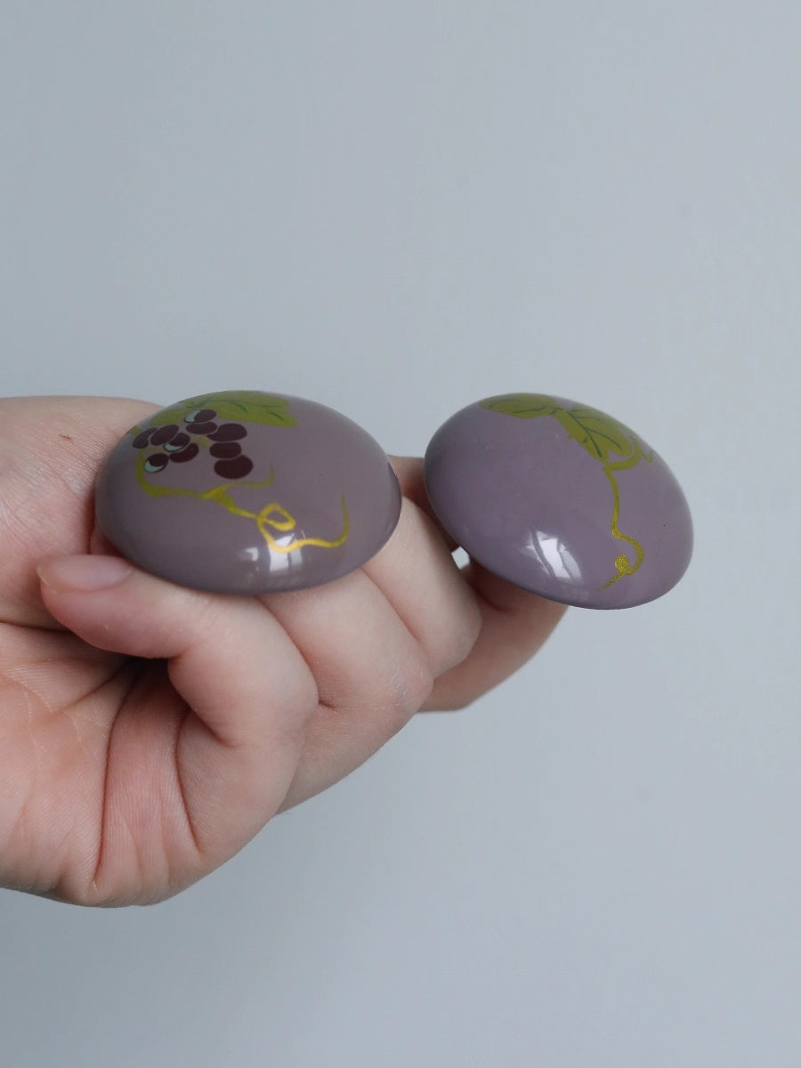 LacLume Original Lacquer Hand-Painted Grape Earrings