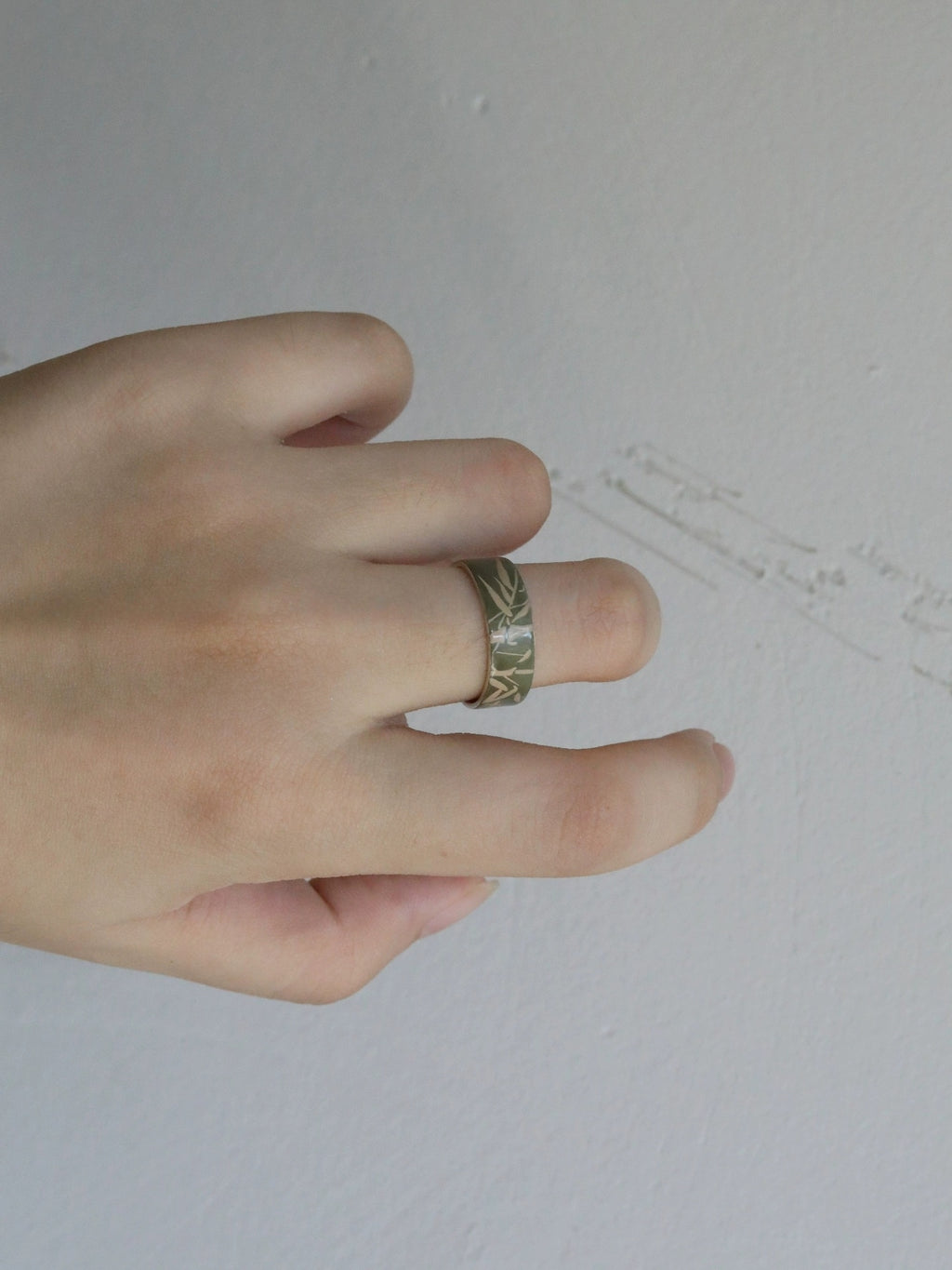 LacLume HandPainted Lacquer Silver Ring | Bamboo Pattern & Handmade Silver Lacquerware