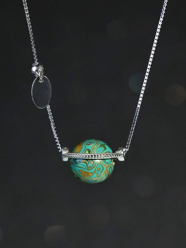 LacLume "Universe" Planet 925 Silver & Lacquer Clavicle Chain