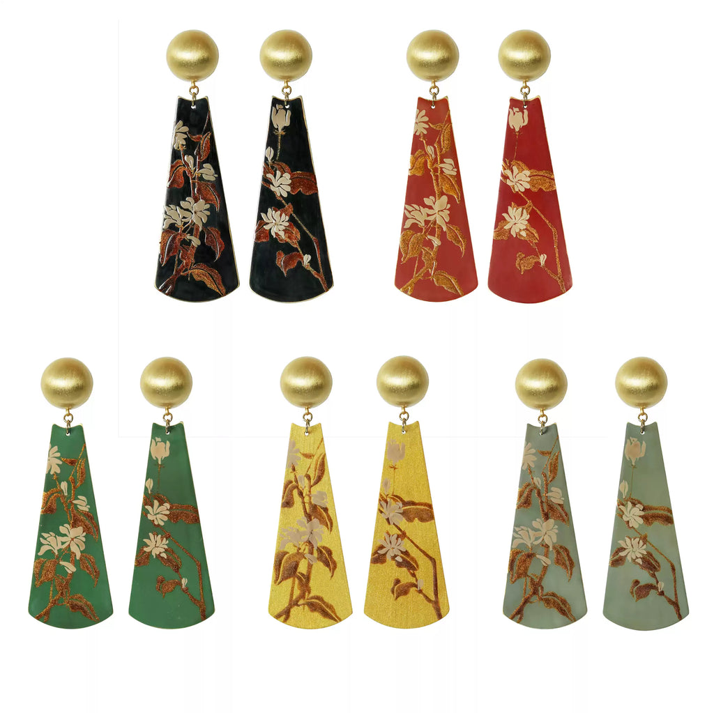 LacLume Earrings Summer Jasmine handmade lacquer jewelry