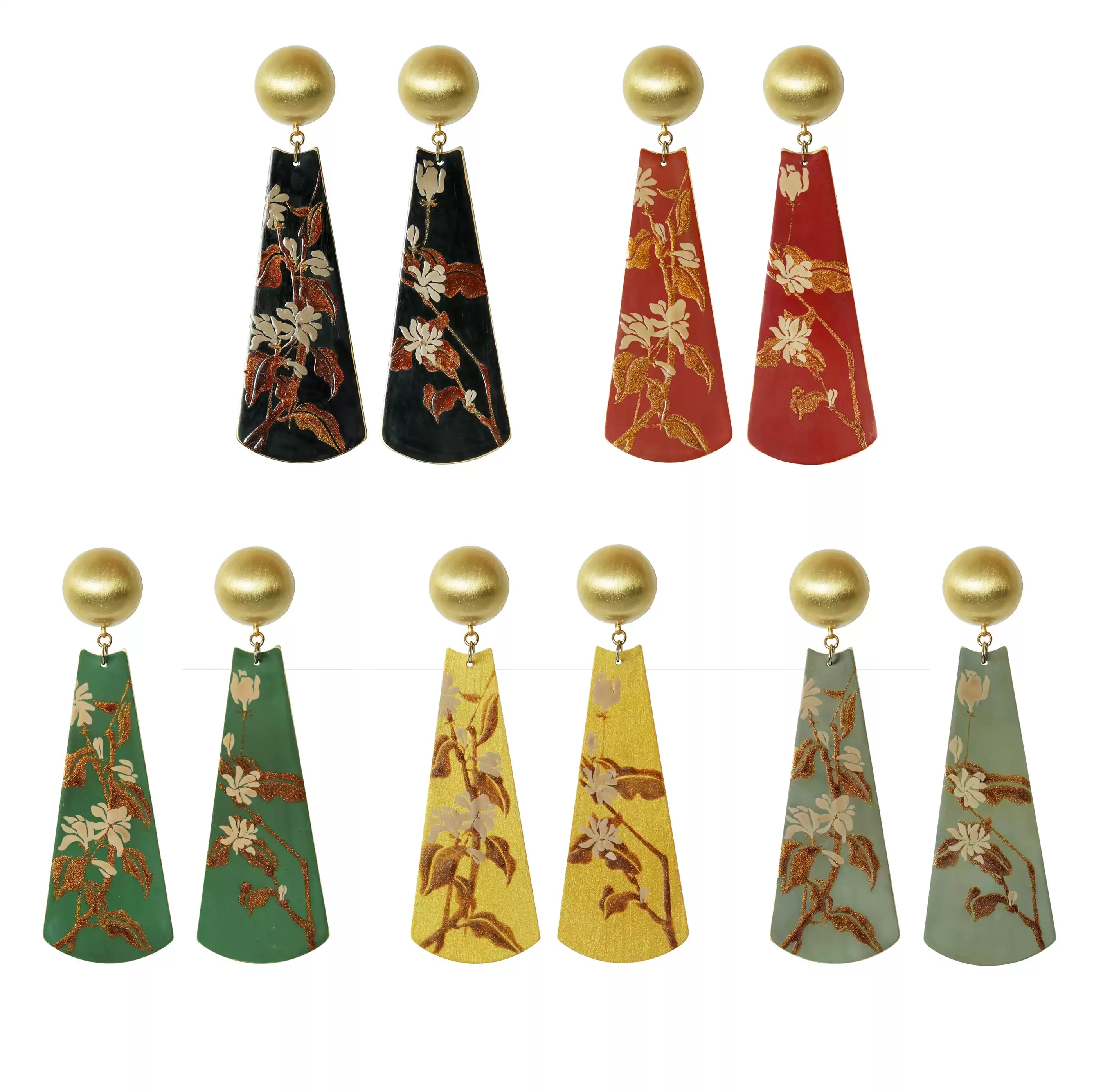 LacLume Earrings Summer Jasmine handmade lacquer jewelry