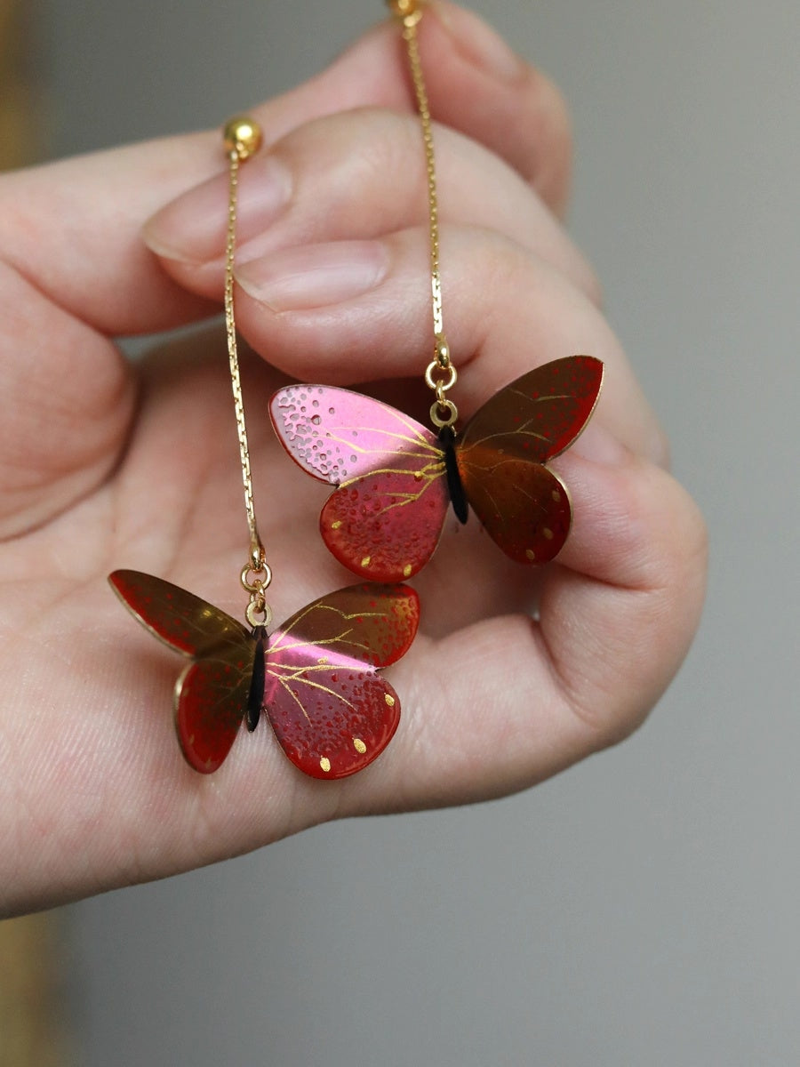 LacLume Fire Butterfly handmade lacquer jewelry