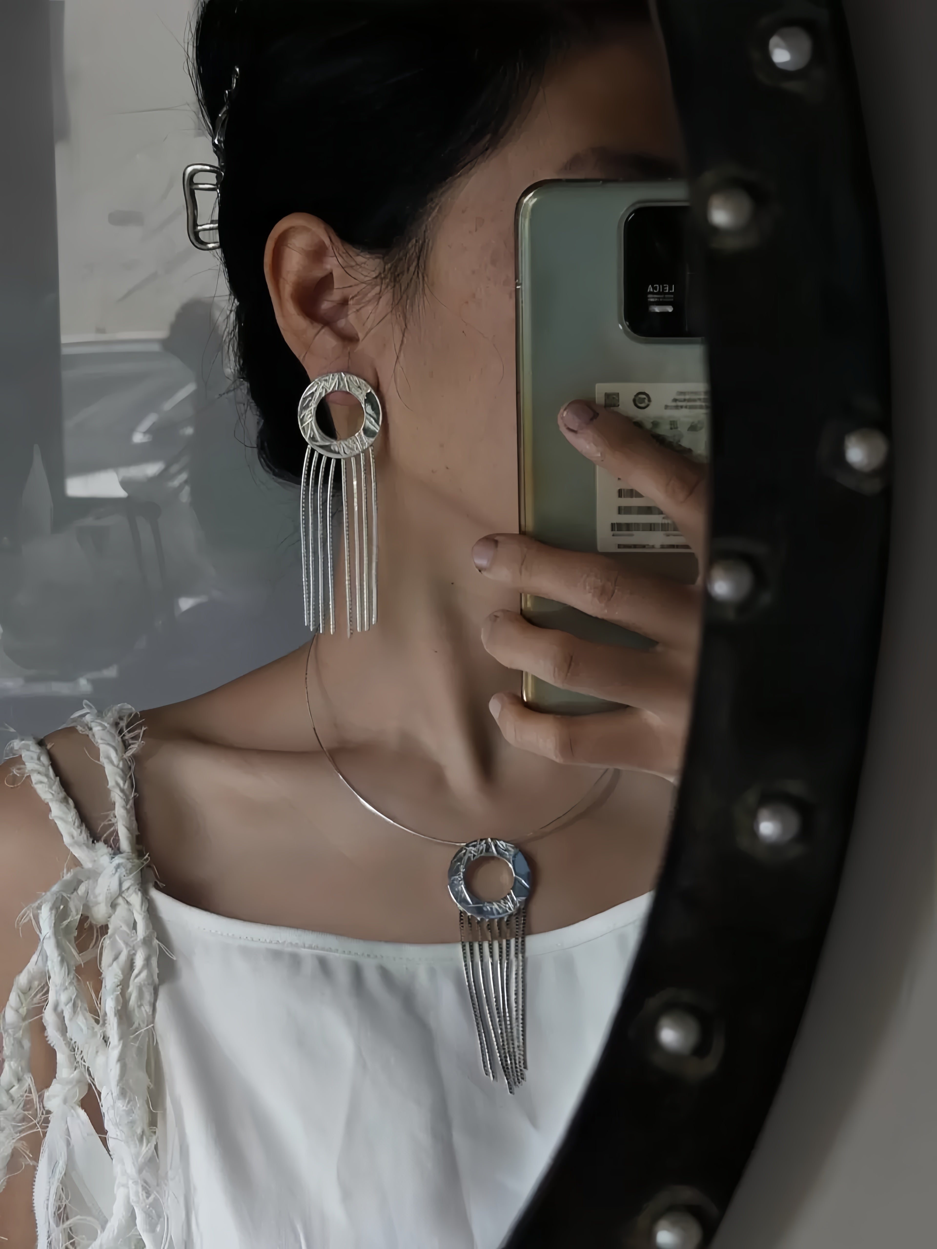 Bamboo Forest In The Rain New Style Bamboo Pattern Tassel 925 Silver Necklace - Handmade Silver Jewelry