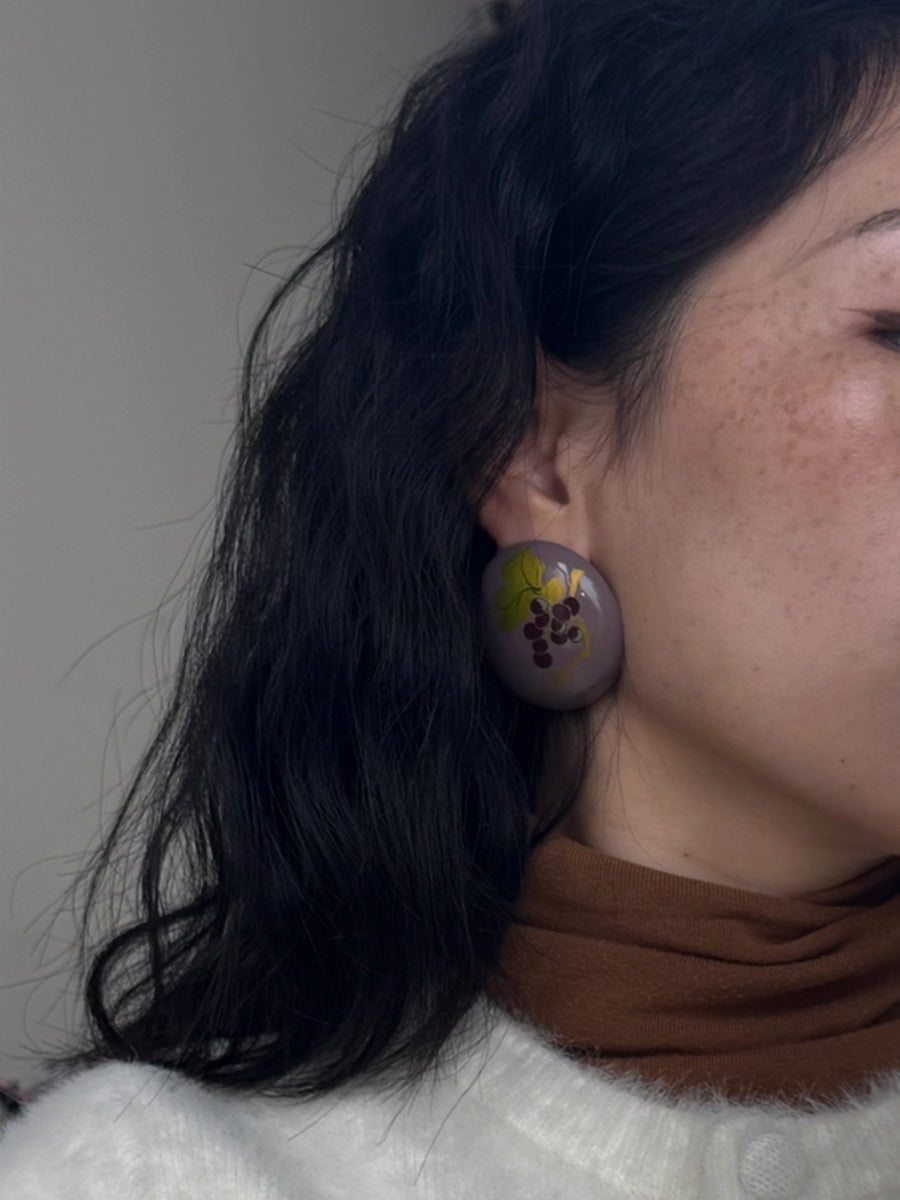 LacLume Original Lacquer Hand-Painted Grape Earrings