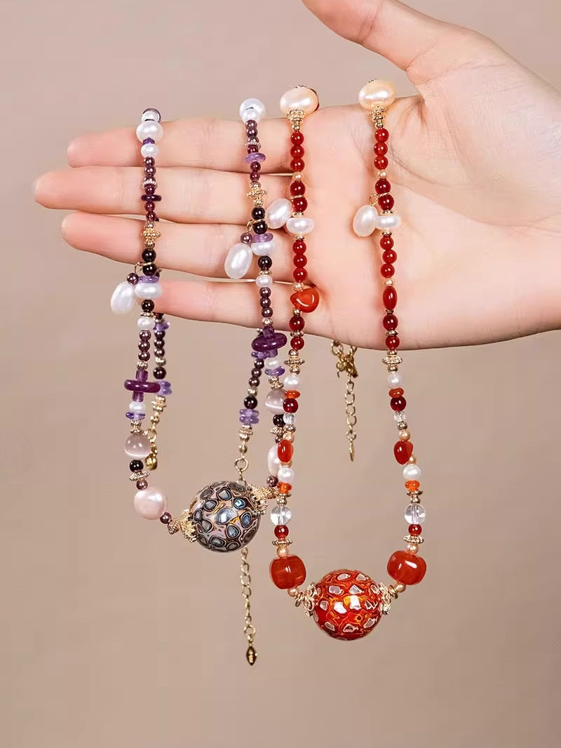 LacLume Lucky Lacquer Beads Necklace - Fortune in Hand