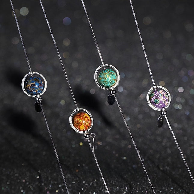 LacLume "Universe" Planet 925 Silver & Lacquer Clavicle Chain