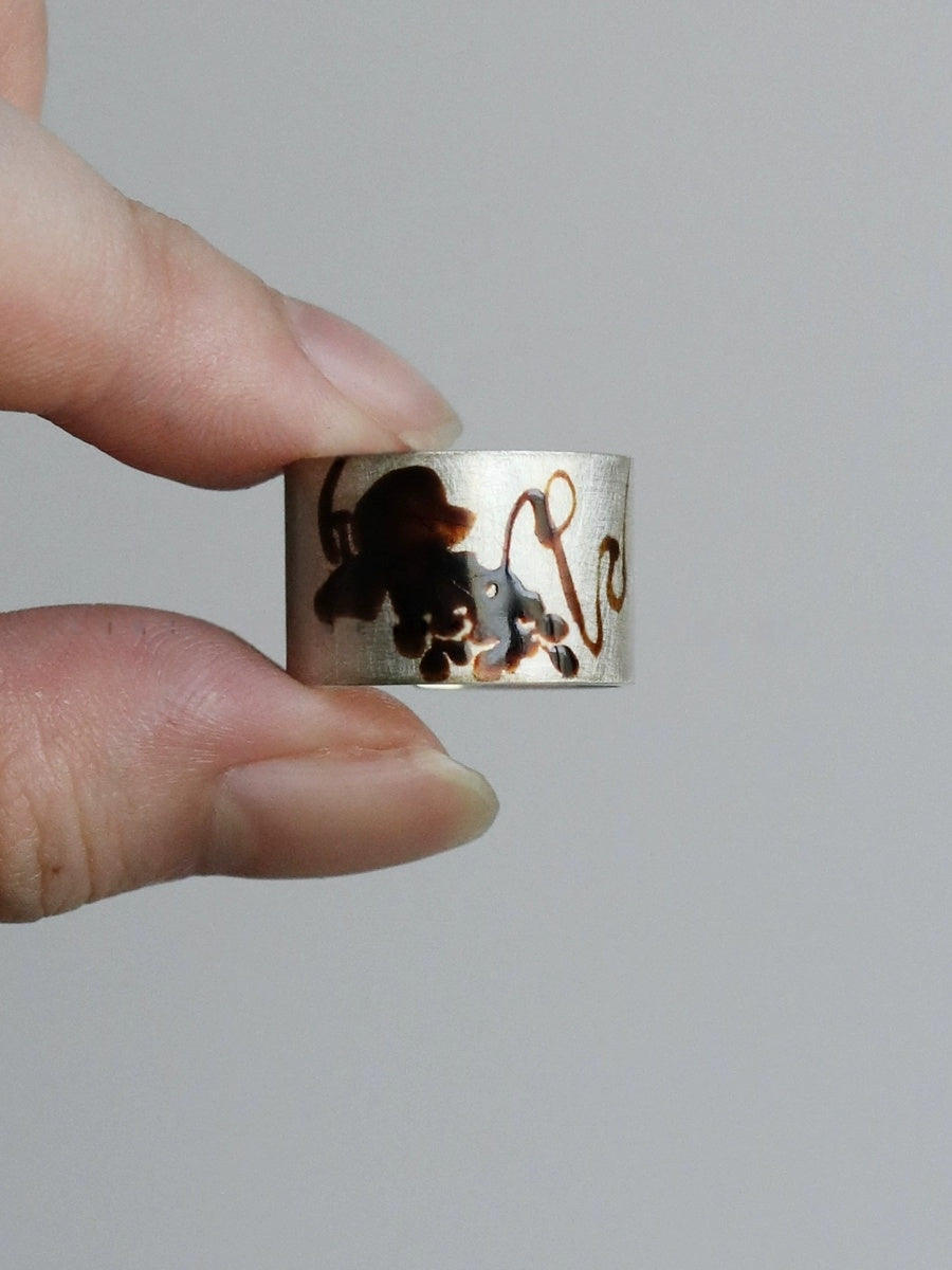 LacLume Original Vineyard Lacquer Hand-Painted Grape New Style Interesting Ring, Handmade Lacquer Silverware