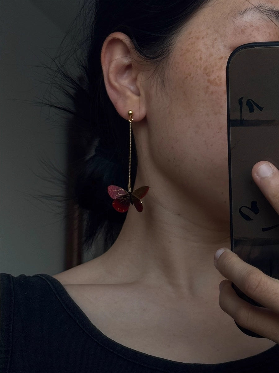 LacLume Fire Butterfly handmade lacquer jewelry