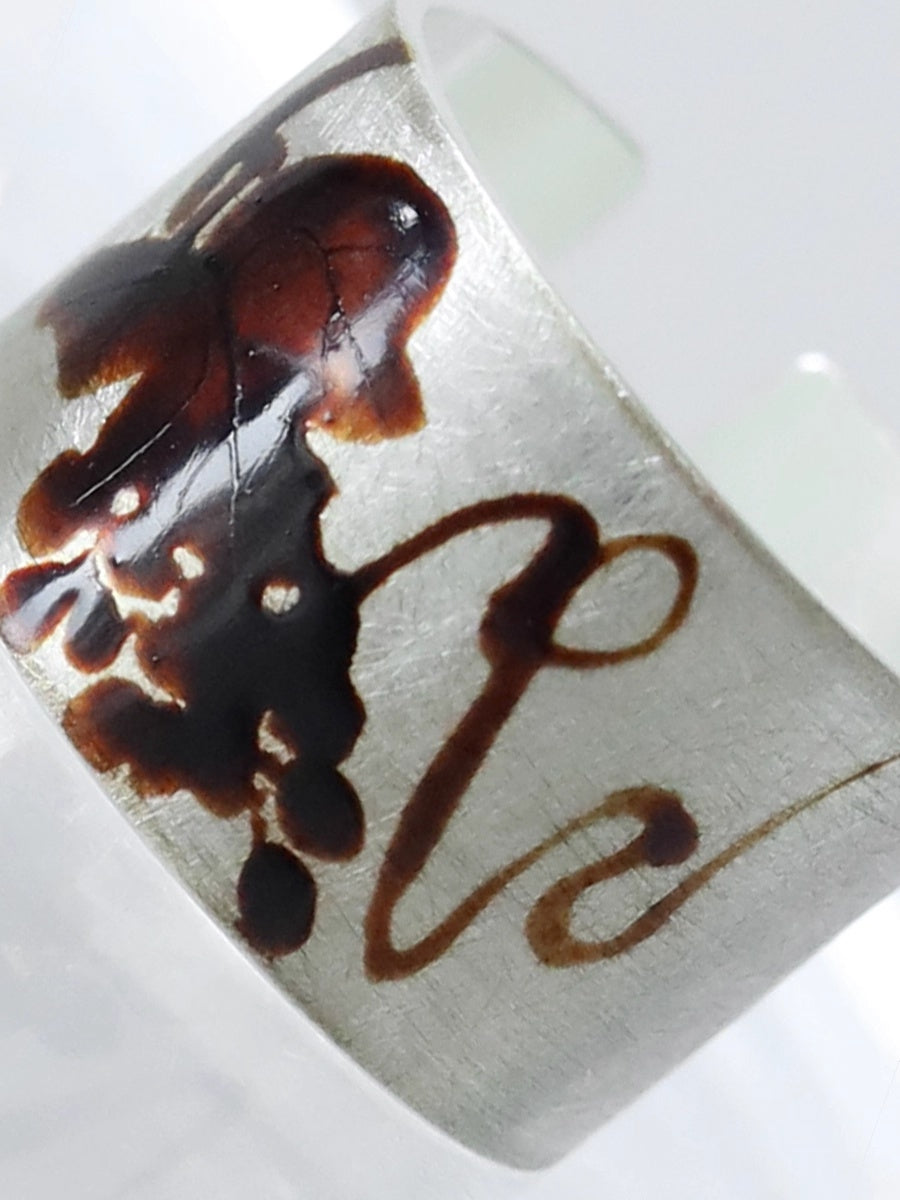 LacLume Original Vineyard Lacquer Hand-Painted Grape New Style Interesting Ring, Handmade Lacquer Silverware