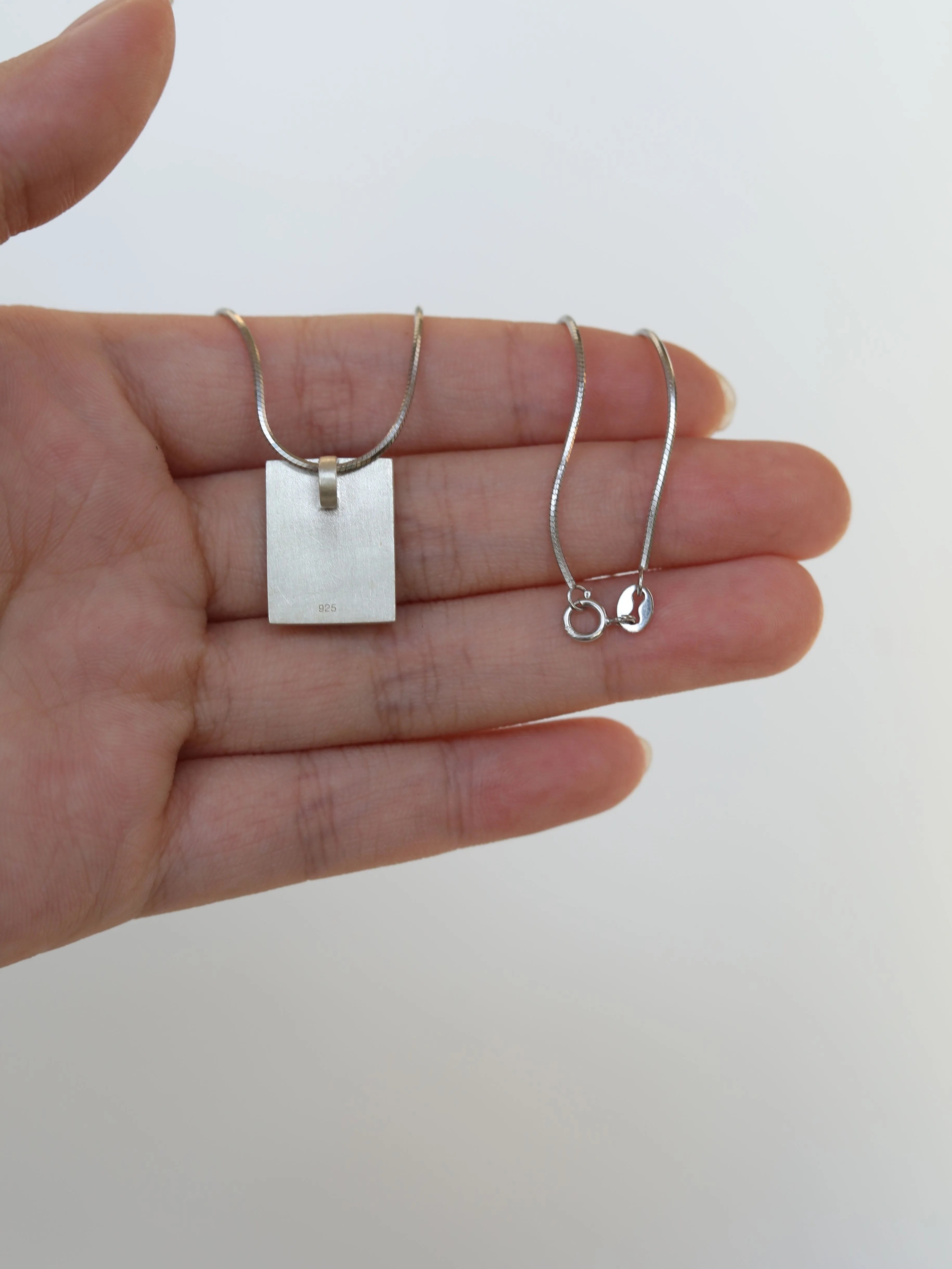 Flower Lacquer Painted Pattern Silver Brushed New Product  Necklace Handmade Silver Lacquerware