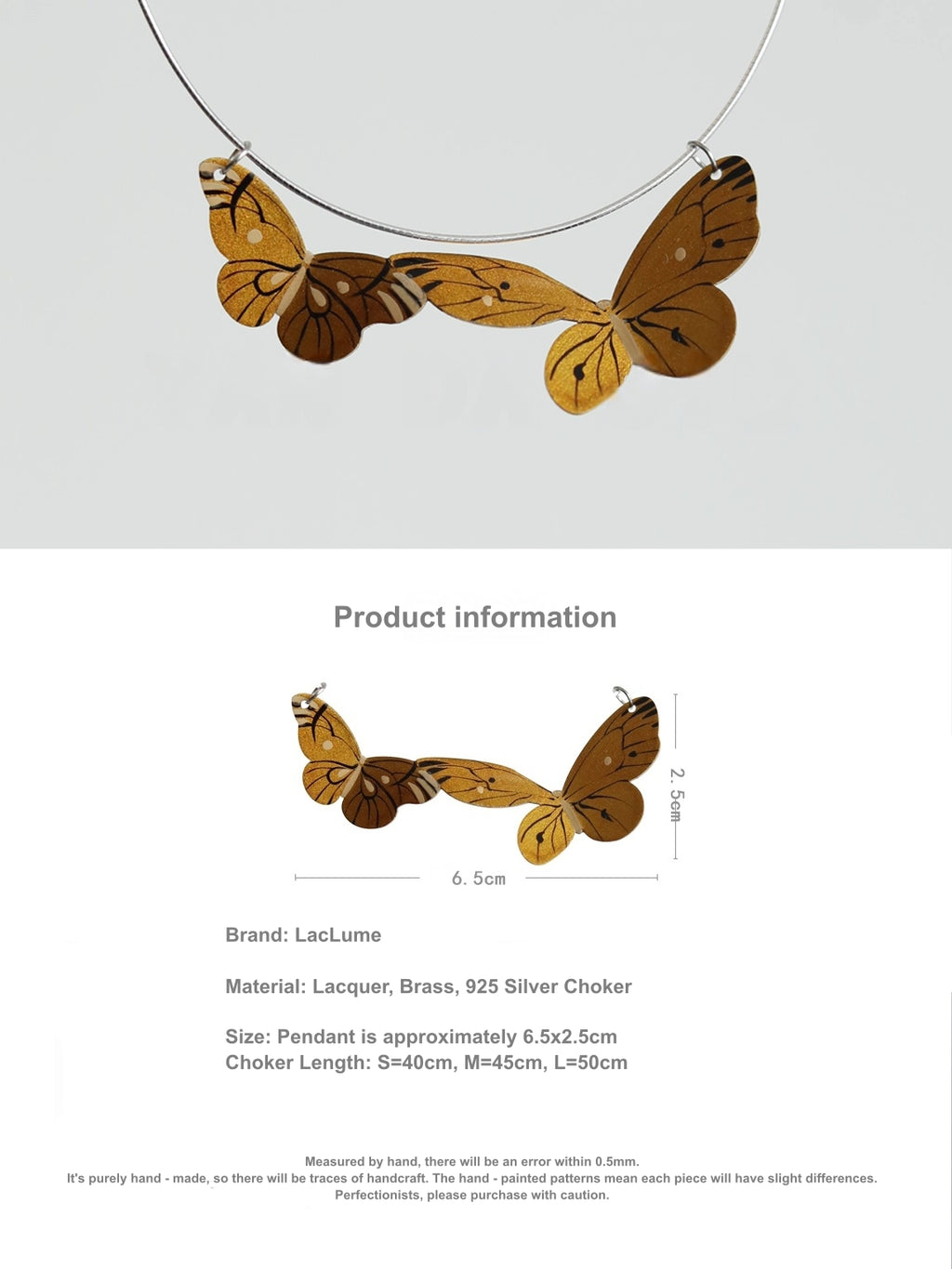 Original Lacquer And Gold-Painted Hand-Painted Butterfly Collar Handmade Copper Tire Lacquerware