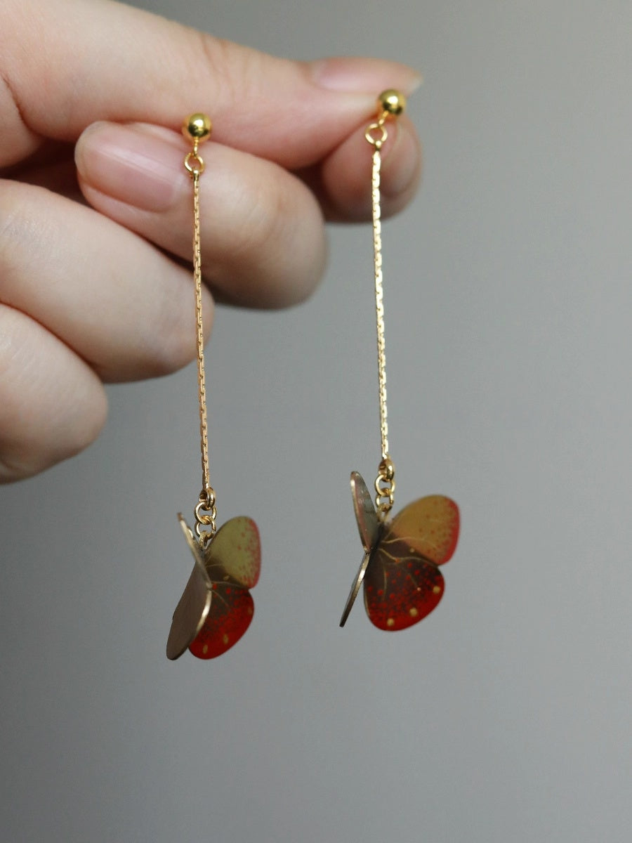 LacLume Fire Butterfly handmade lacquer jewelry