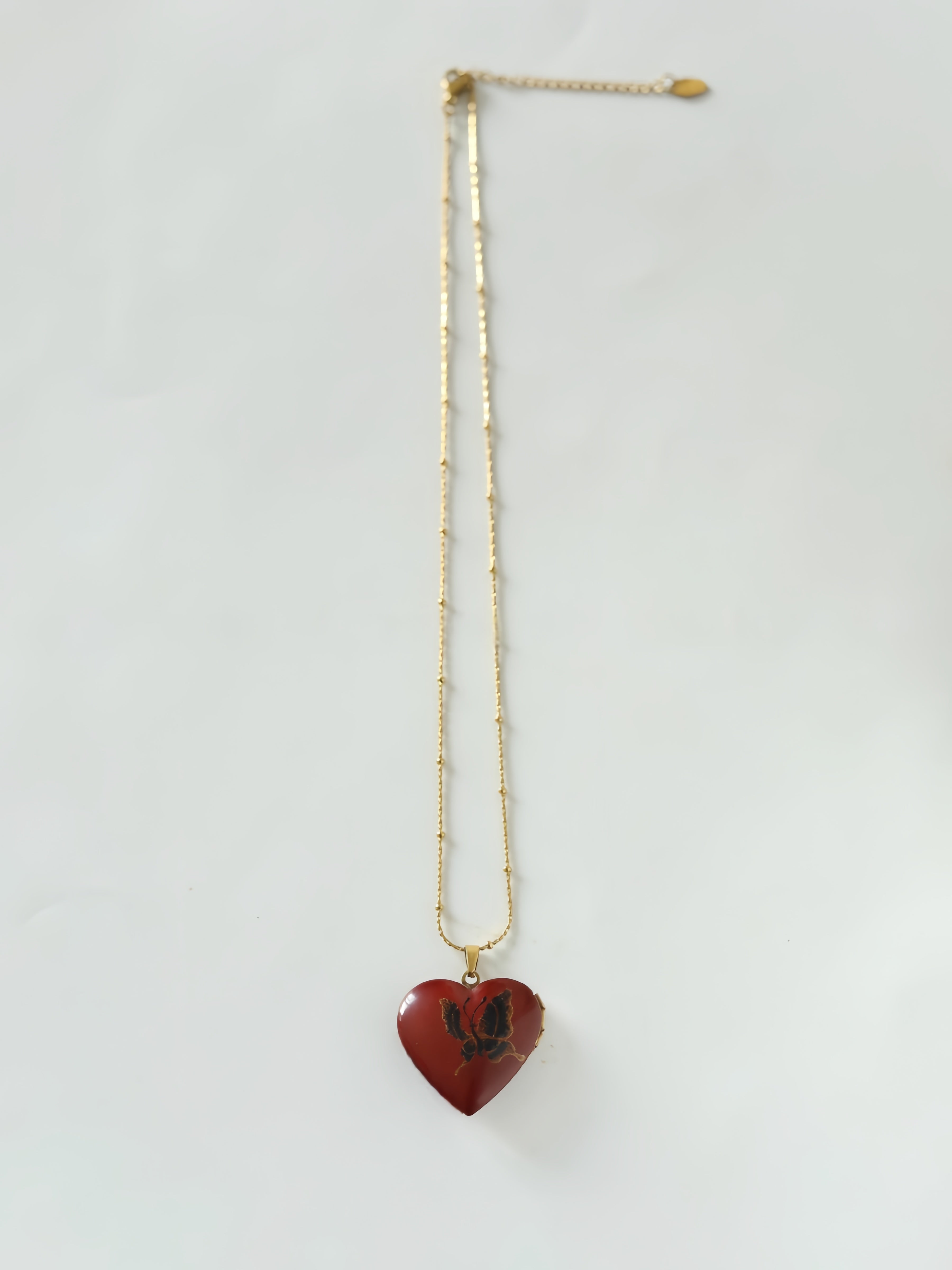 Original "Butterfly's love" Lacquer Craft Handpainted Butterfly Covered Ancient Clavicle Necklace Handmade Open