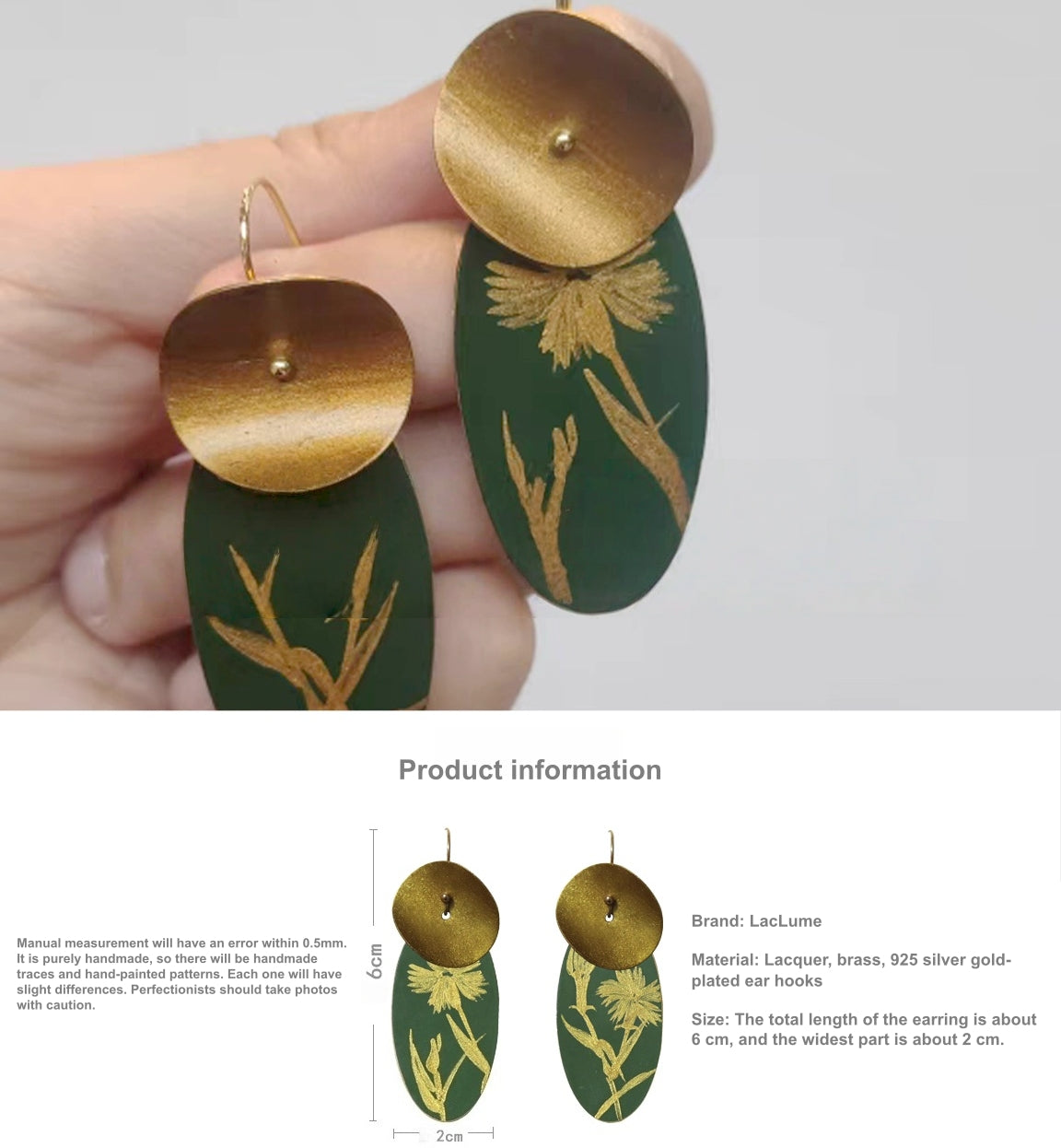 LacLume Earrings Dianthus handmade lacquer jewelry