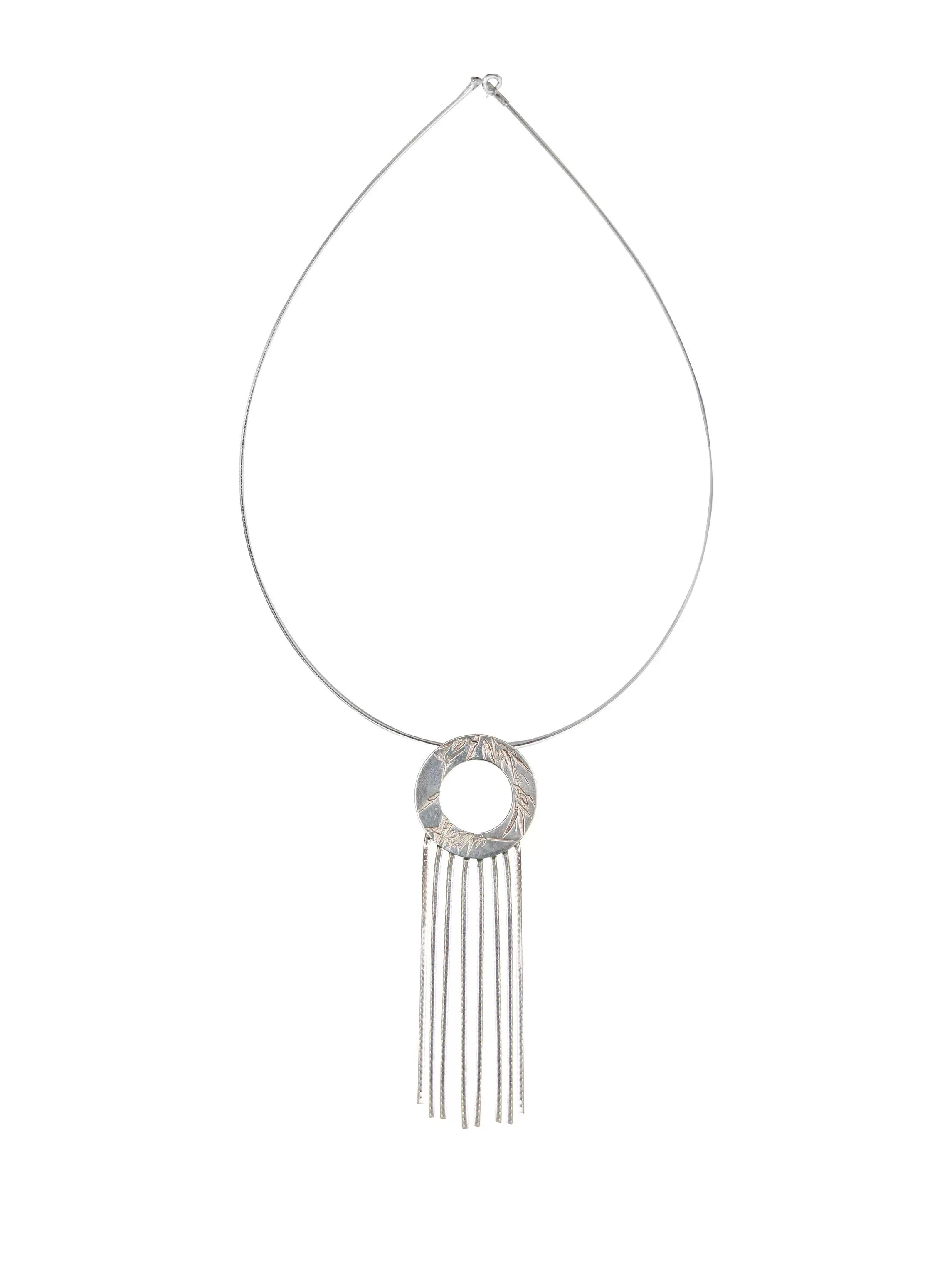 Bamboo Forest In The Rain New Style Bamboo Pattern Tassel 925 Silver Necklace - Handmade Silver Jewelry