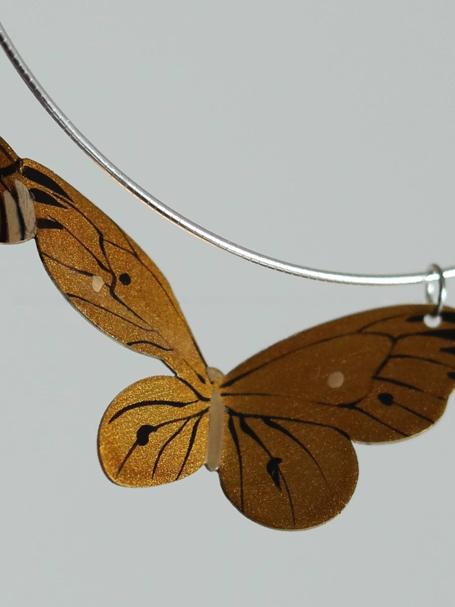 Original Lacquer And Gold-Painted Hand-Painted Butterfly Collar Handmade Copper Tire Lacquerware