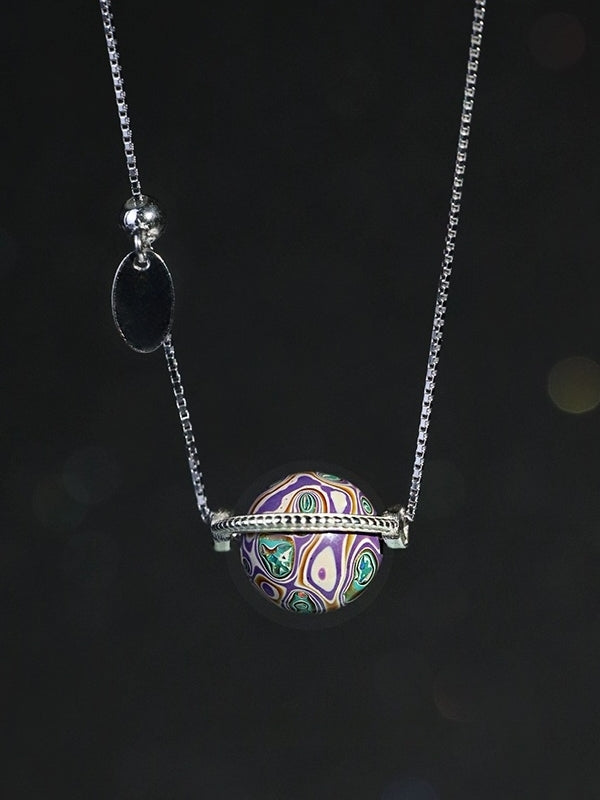 LacLume "Universe" Planet 925 Silver & Lacquer Clavicle Chain